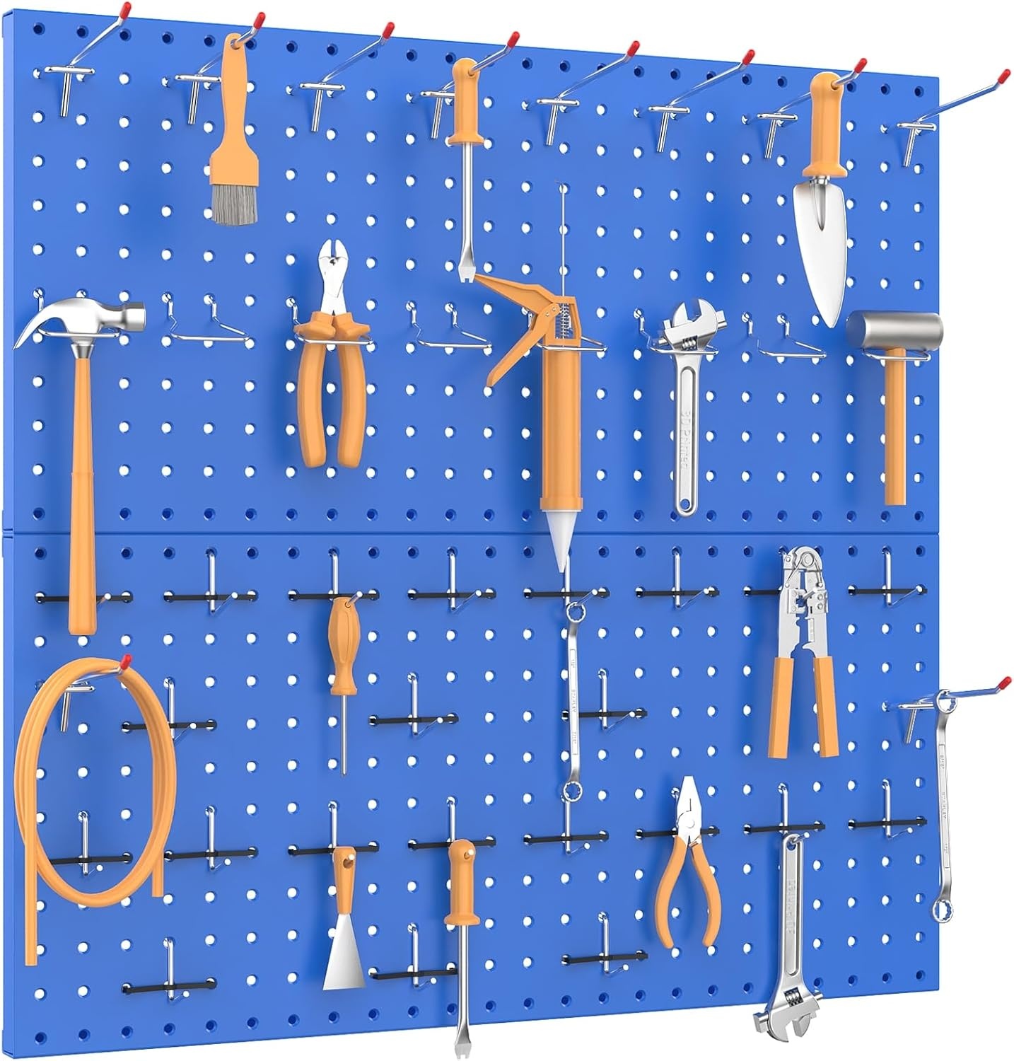 TORACK Metal Pegboard Wall Tool Organizer 24″ x 24″ or 12″ x 48″, 70 PCS Tools Storage Pegboard for Garage Peg Board Tool Organizer Board with Hooks for Workbench(Grey)(Blue)
