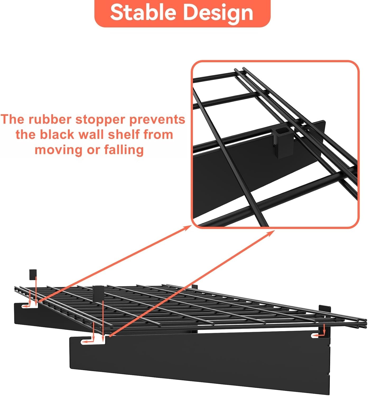 TORACK 2 Pack Wall Mounted Storage Shelves, 23.5″ x 12″ Wall Shelf for Garage, Closet, Laundry Room, Heavy Duty Garage Wall Shelving, Holds Up to 65 lbs(White)(Black)