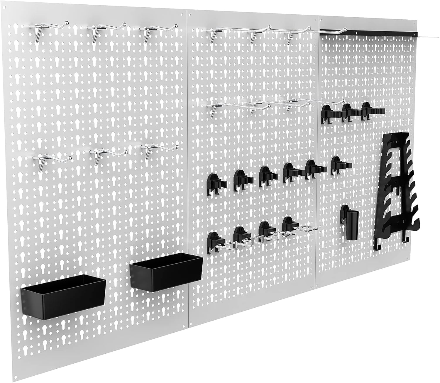 TORACK 3 PCS Metal Pegboard Panels(16×24 inch) for Wall Garage Tools Storage Pegboard for Workbench, Modular Peg Board Tool Organizer Board Kit(Pack of 3, Grey)(Grey)