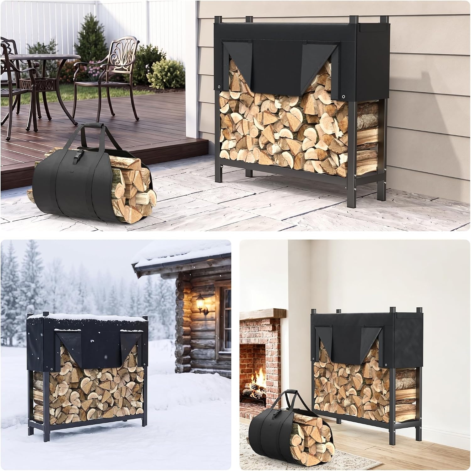 TORACK Heavy Duty 72 in/6 ft Firewood Rack with Cover(48 in)