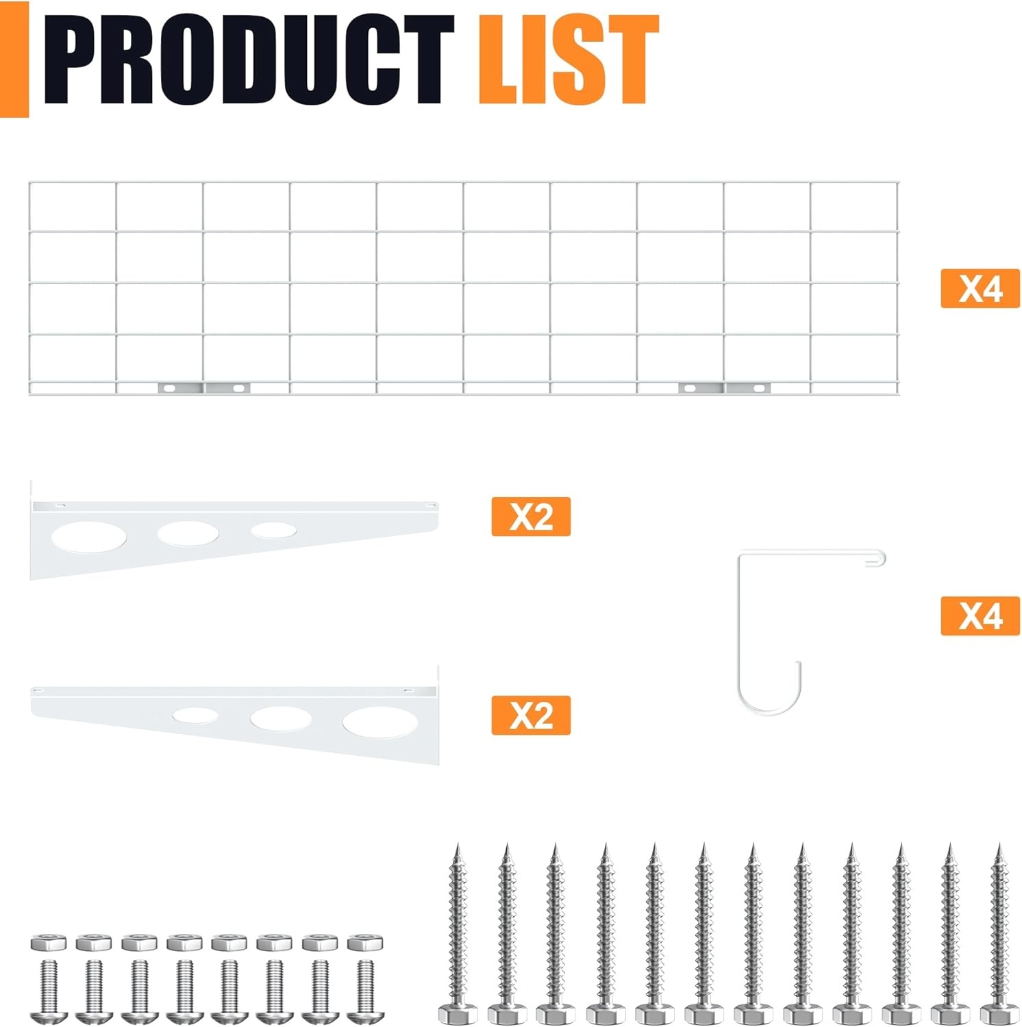 TORACK Garage 24×48 in/2×4 ft Wall Shelves, Heavy Duty Wall Mounted Wire Shelves for Garage Floating Shelf for Wall(Black, Pack of 2)(White)