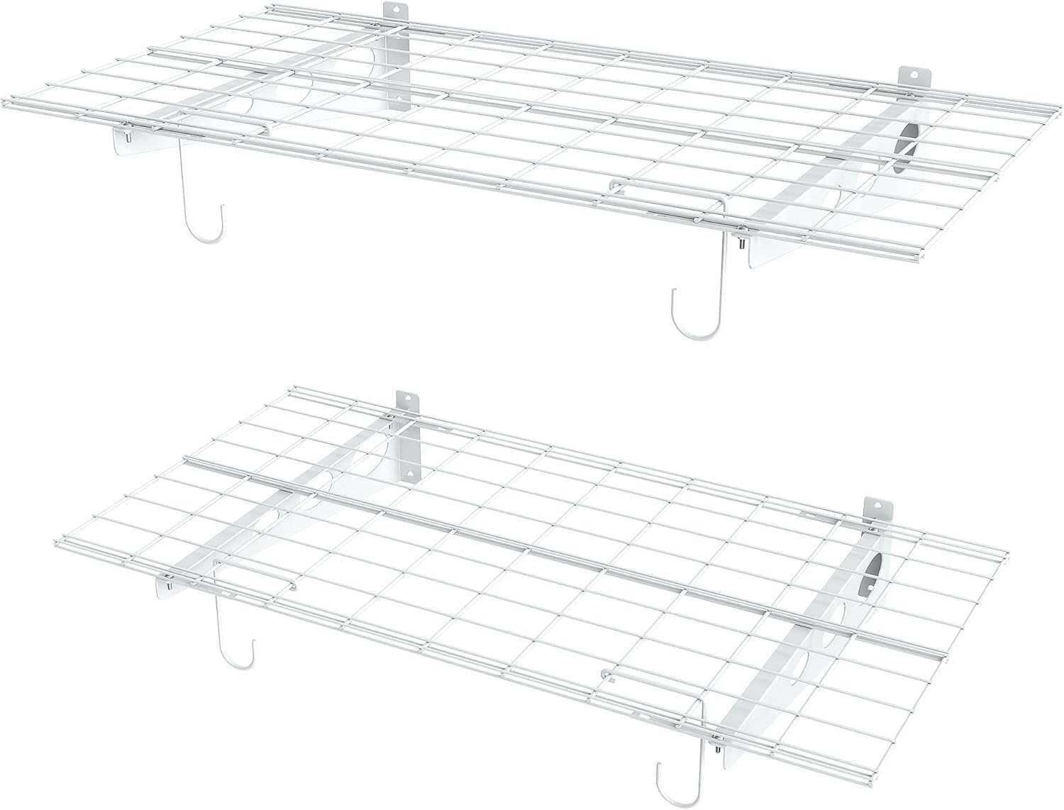 TORACK Garage 24×48 in/2×4 ft Wall Shelves, Heavy Duty Wall Mounted Wire Shelves for Garage Floating Shelf for Wall(Black, Pack of 2)(White)