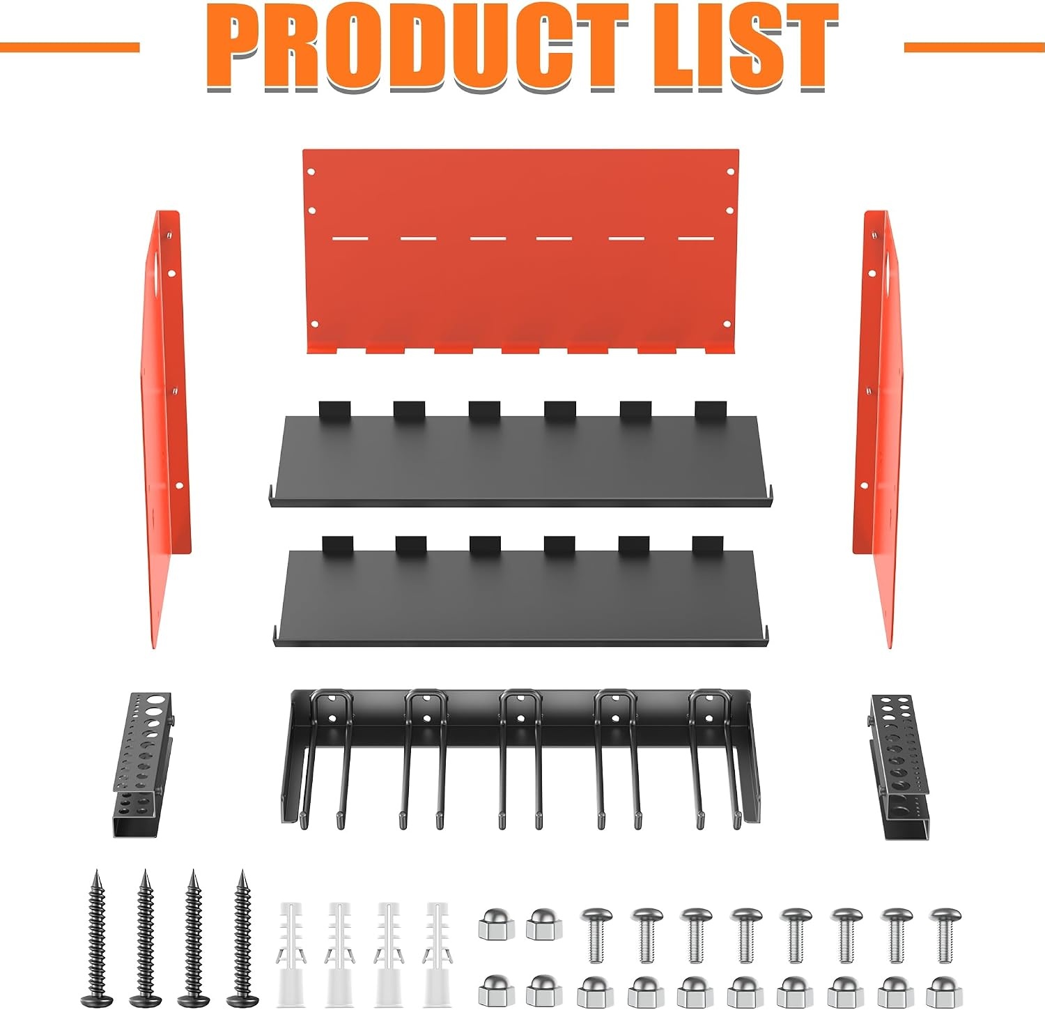 TORACK Power Tool Organizer Wall Mount, Cordless Drill Holder with 4 Drill Slots and 2 Storage Shelves, Heavy-Duty Power Tool Storage Rack for Garage and Workshop