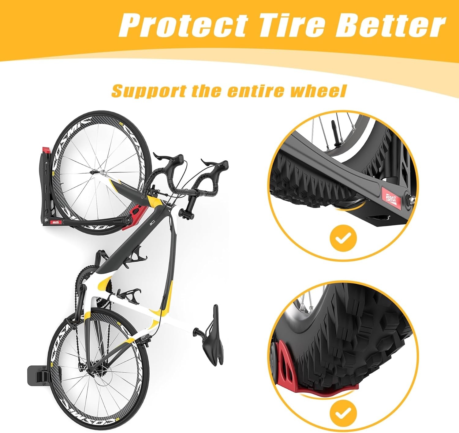 TORACK BIKEPAL No Lifting Swivel Bike Racks, Space Saving Wall Mounted Bike Holder for Garage, Bike Wall Hangers for Vertical Bike Storage (4 Pack)(2-Pack)