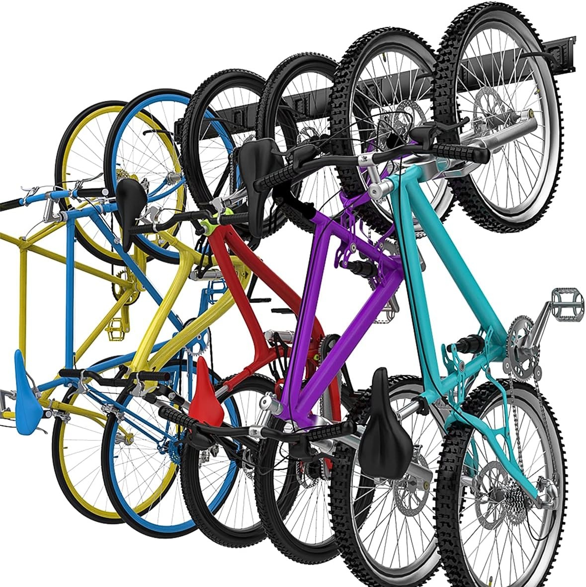 TORACK Bike Storage Rack, 6 Bike Rack Wall Mount Home and Garage Organizer, Vertical Bicycles Hanger Hooks for Indoor Space Saving(Black)
