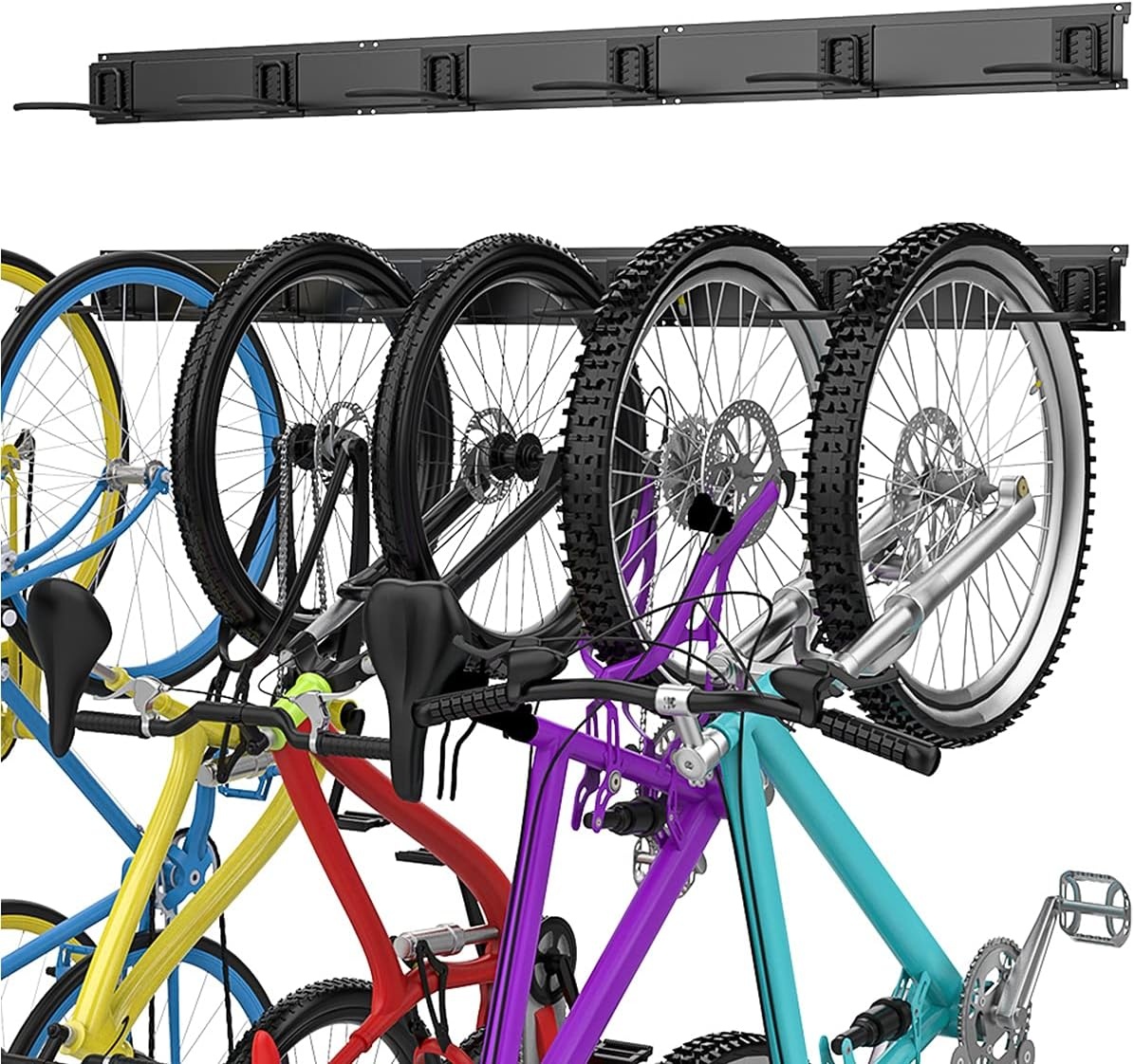 TORACK Bike Storage Rack, 6 Bike Rack Wall Mount Home and Garage Organizer, Vertical Bicycles Hanger Hooks for Indoor Space Saving(Black)