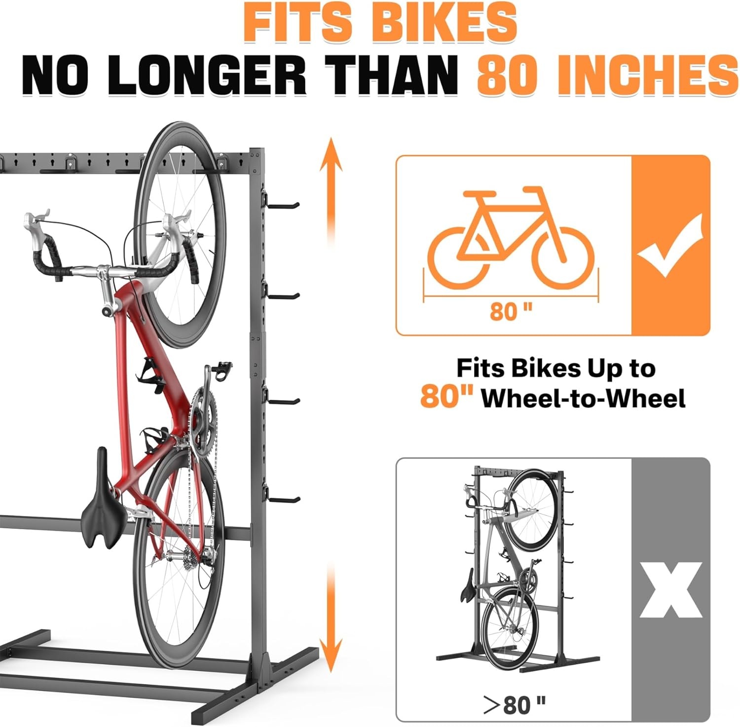 TORACK Freestanding Bike Storage Stand for Garage, Heavy Duty 7 Bikes and 7 Helmets Vertical Bike Storage Stand Floor Bikes Storage Rack(Stand for 7 bikes)