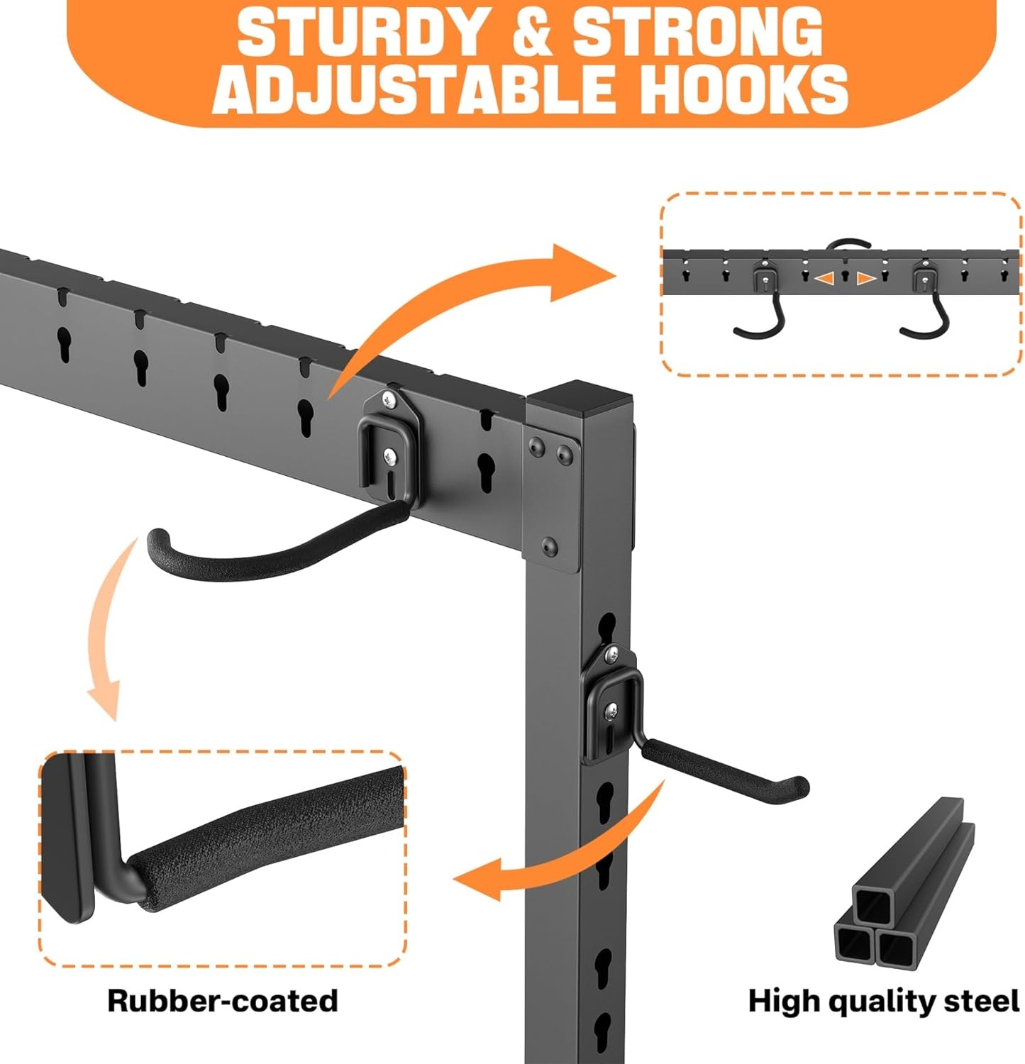 TORACK Freestanding Bike Storage Stand for Garage, Heavy Duty 7 Bikes and 7 Helmets Vertical Bike Storage Stand Floor Bikes Storage Rack(Stand for 7 bikes)