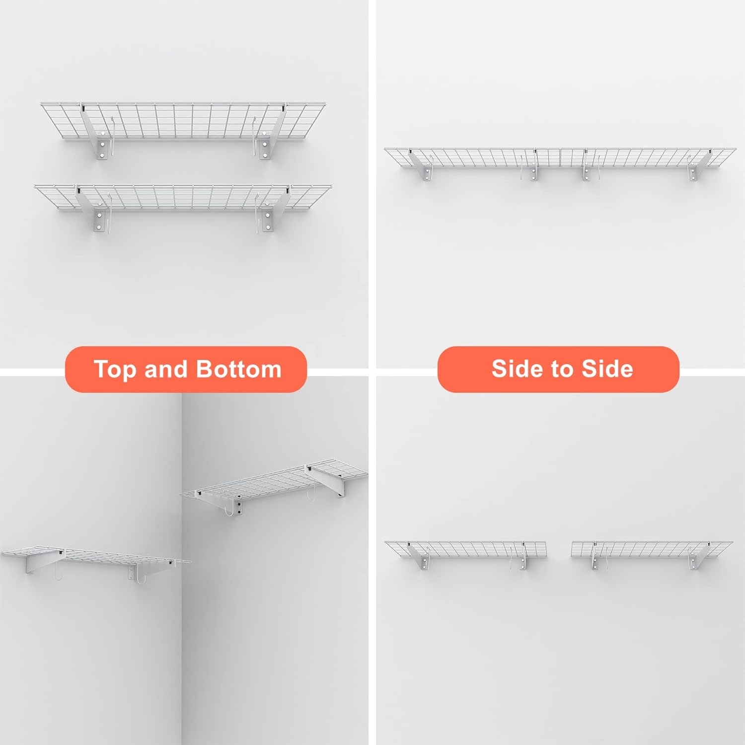 TORACK 2 Pack Wall Mounted Storage Shelves, 23.5″ x 12″ Wall Shelf for Garage, Closet, Laundry Room, Heavy Duty Garage Wall Shelving, Holds Up to 65 lbs(White)(White)