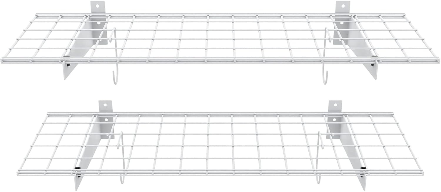 TORACK 2 Pack Wall Mounted Storage Shelves, 23.5″ x 12″ Wall Shelf for Garage, Closet, Laundry Room, Heavy Duty Garage Wall Shelving, Holds Up to 65 lbs(White)(White)