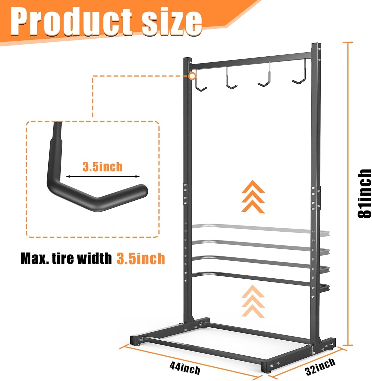 TORACK Garage Freestanding Hanging Bike Stand with Wheels, Heavy Duty Rolling 5 Bikes Vertical Bike Storage Stand Floor Bike Storage Rack(for 5 Bikes)(Bike stand for 4 bikes)