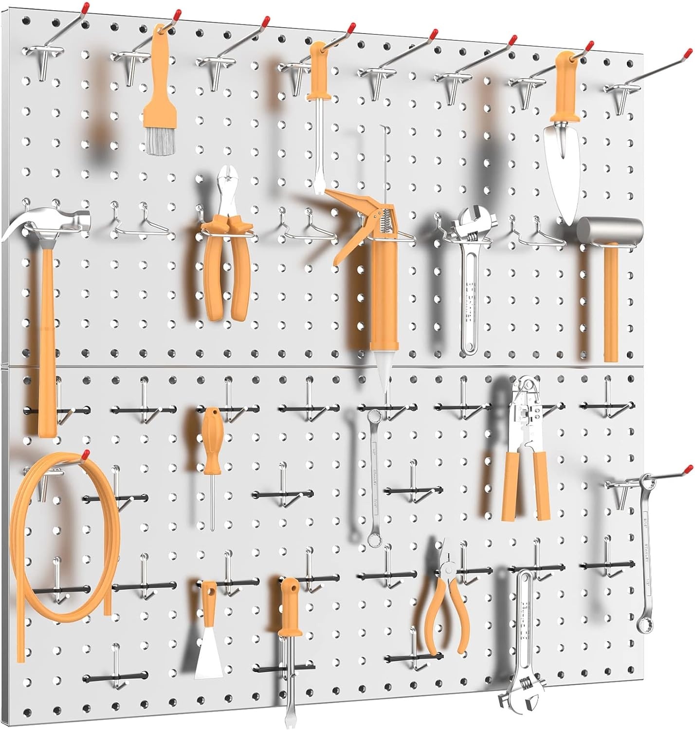 TORACK Metal Pegboard Wall Tool Organizer 24″ x 24″ or 12″ x 48″, 70 PCS Tools Storage Pegboard for Garage Peg Board Tool Organizer Board with Hooks for Workbench(Grey)(Gray)