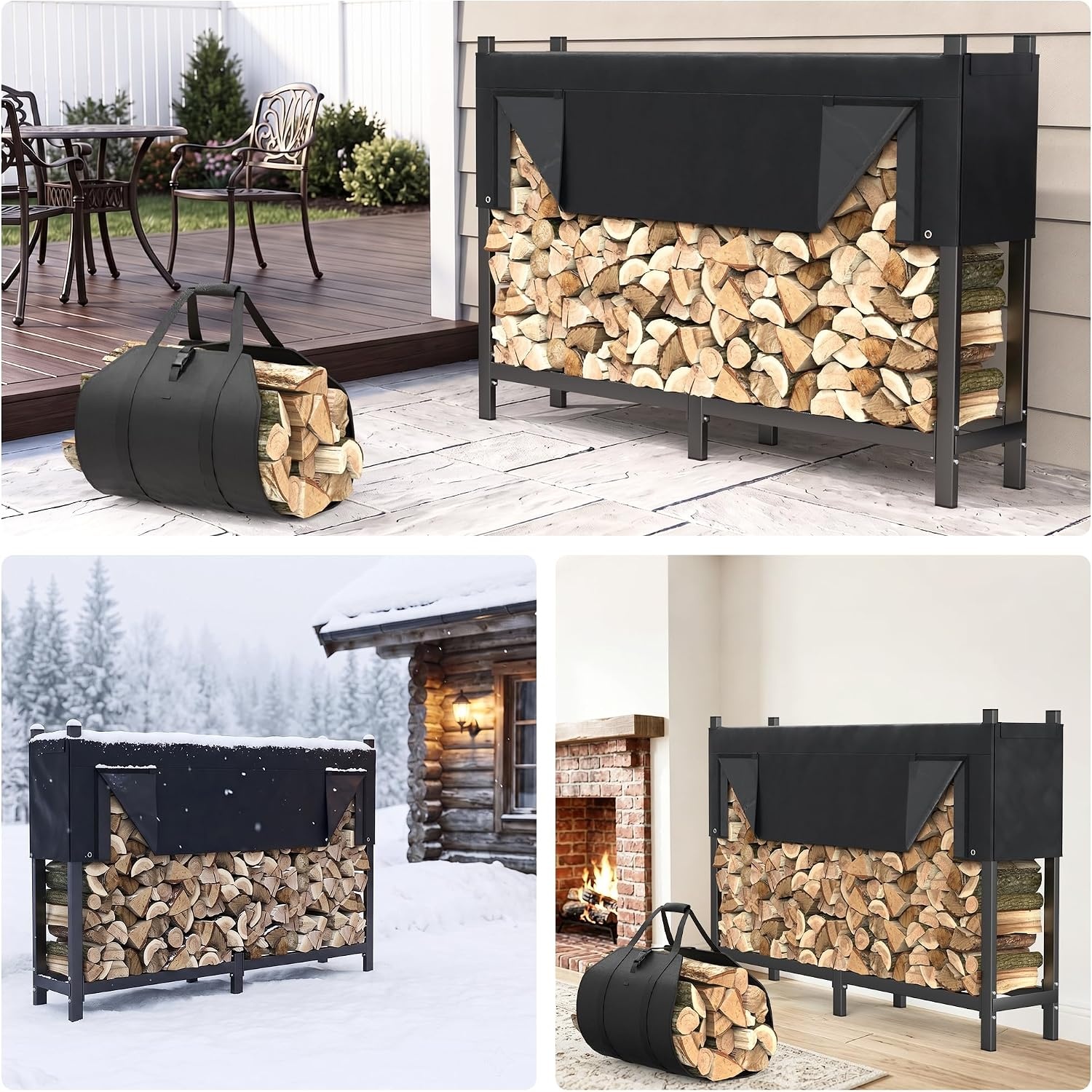 TORACK Heavy Duty 72 in/6 ft Firewood Rack with Cover(72 in)