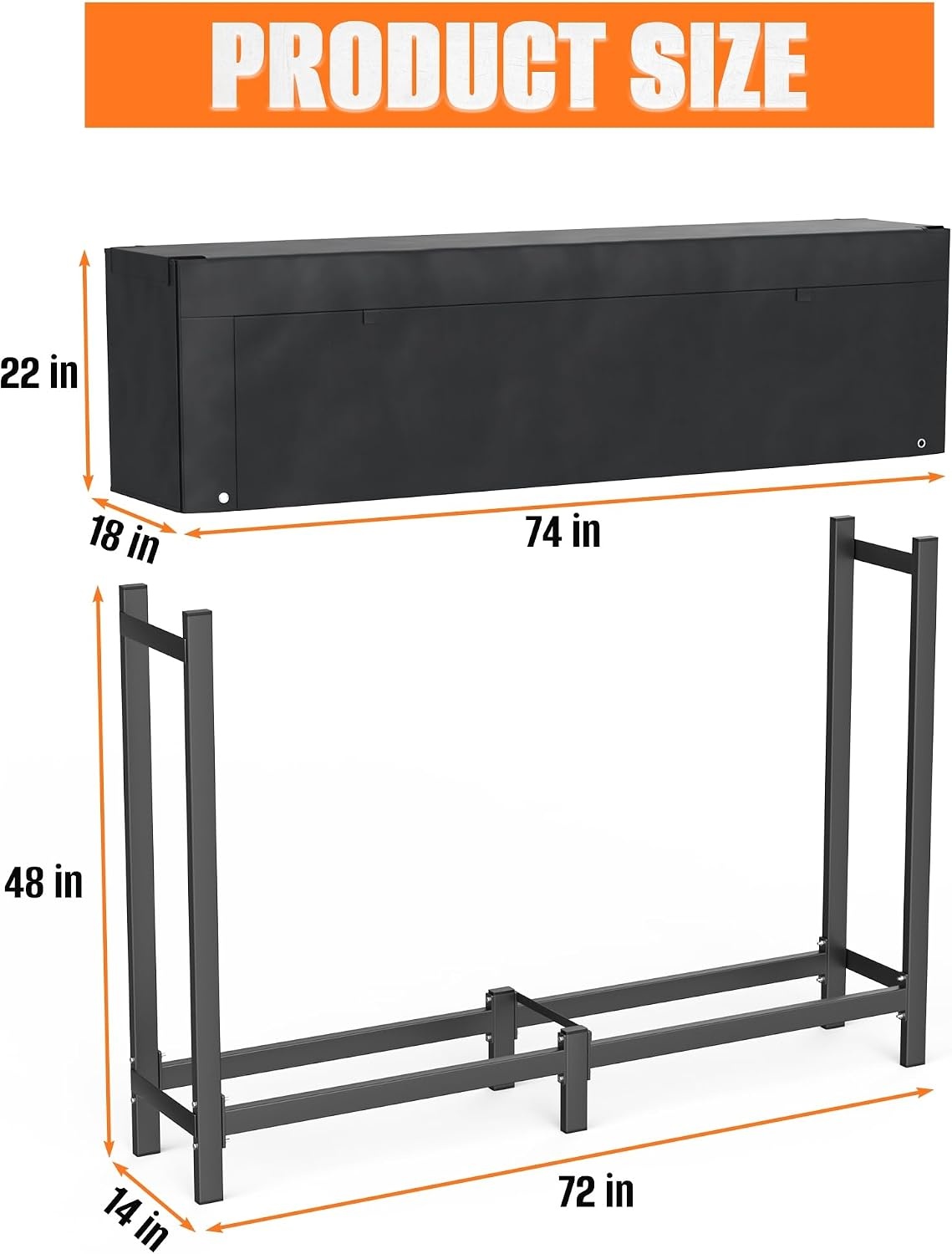 TORACK Heavy Duty 72 in/6 ft Firewood Rack with Cover(72 in)