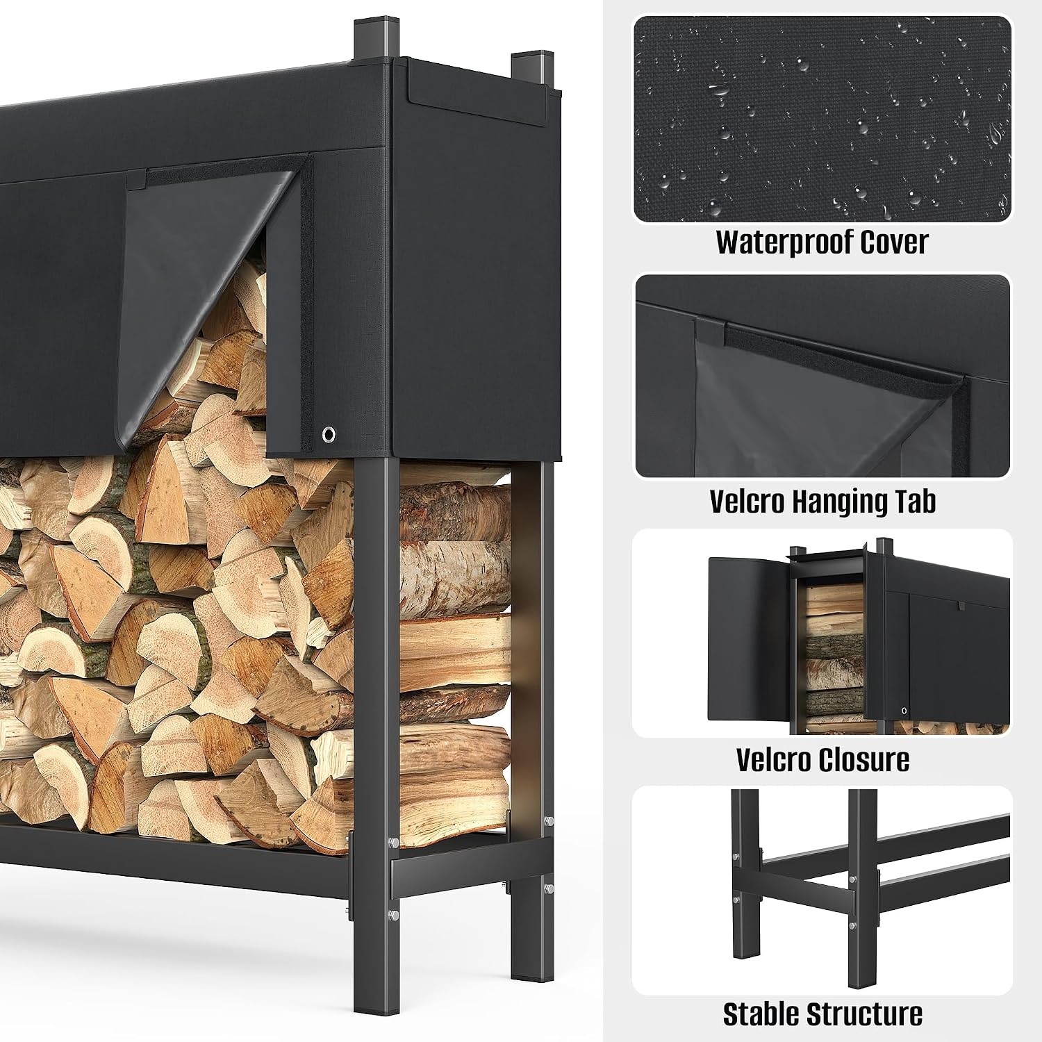 TORACK Heavy Duty 72 in/6 ft Firewood Rack with Cover(72 in)