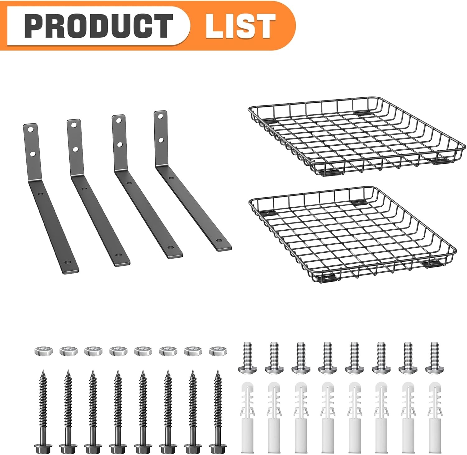 TORACK 2 Pack 12×24 inch Wall-Mounted Shelf, Garage Wall Shelves for Closet & Laundry Room, Heavy-Duty Floating Shelf Hold Up to 60 lbs(White)(Black)