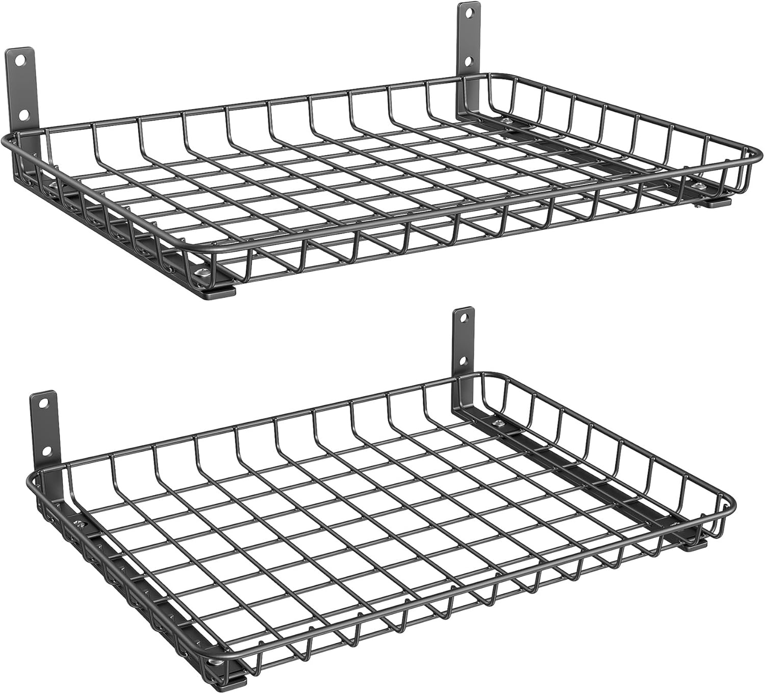 TORACK 2 Pack 12×24 inch Wall-Mounted Shelf, Garage Wall Shelves for Closet & Laundry Room, Heavy-Duty Floating Shelf Hold Up to 60 lbs(White)(Black)