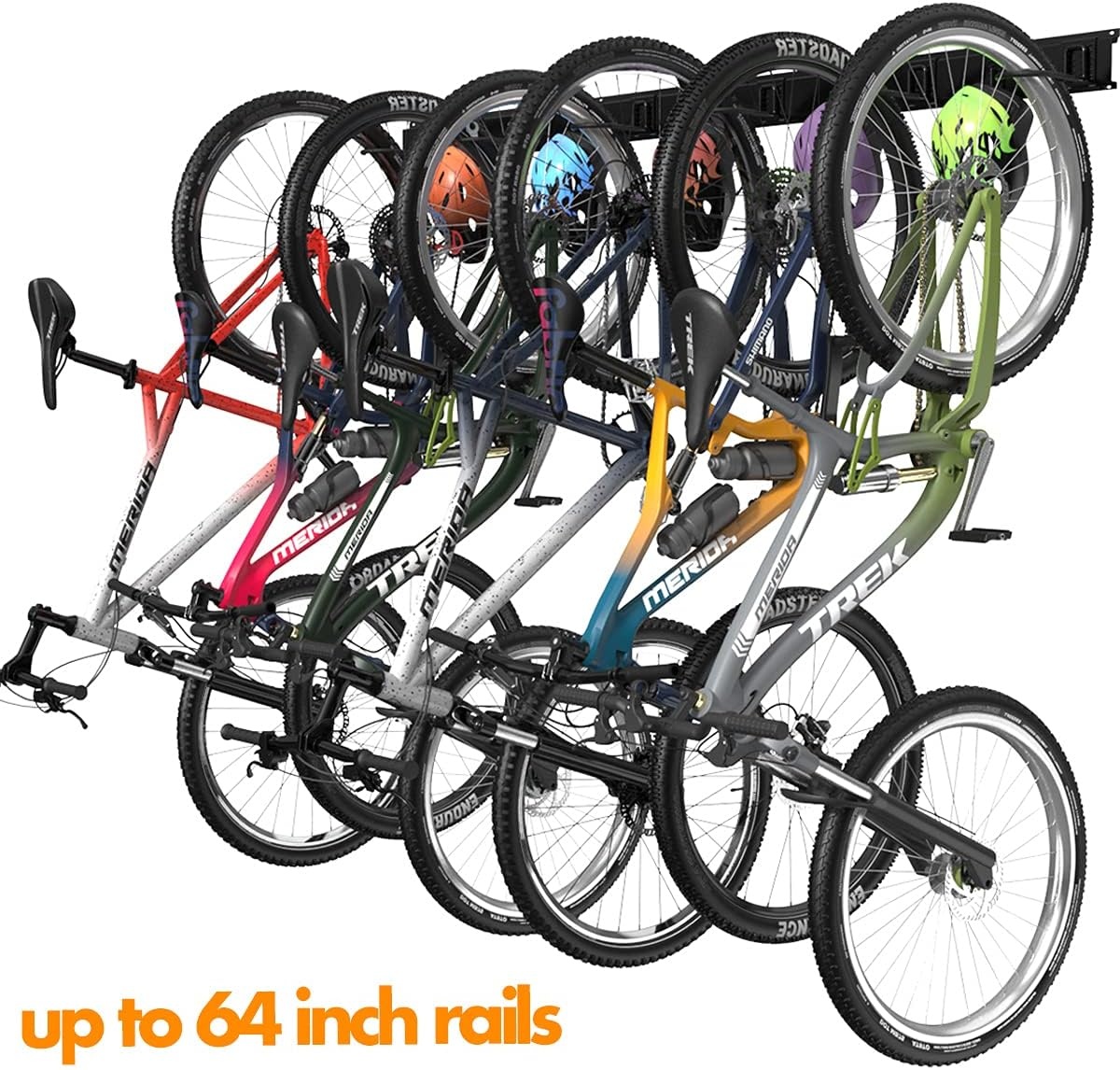 TORACK Bike Storage Rack, 6 Bike Racks & 5 Hooks for Garage, Wall Mount Vertical Bicycles Hanger for Home Space Saving, up to 600lbs, 64-inch