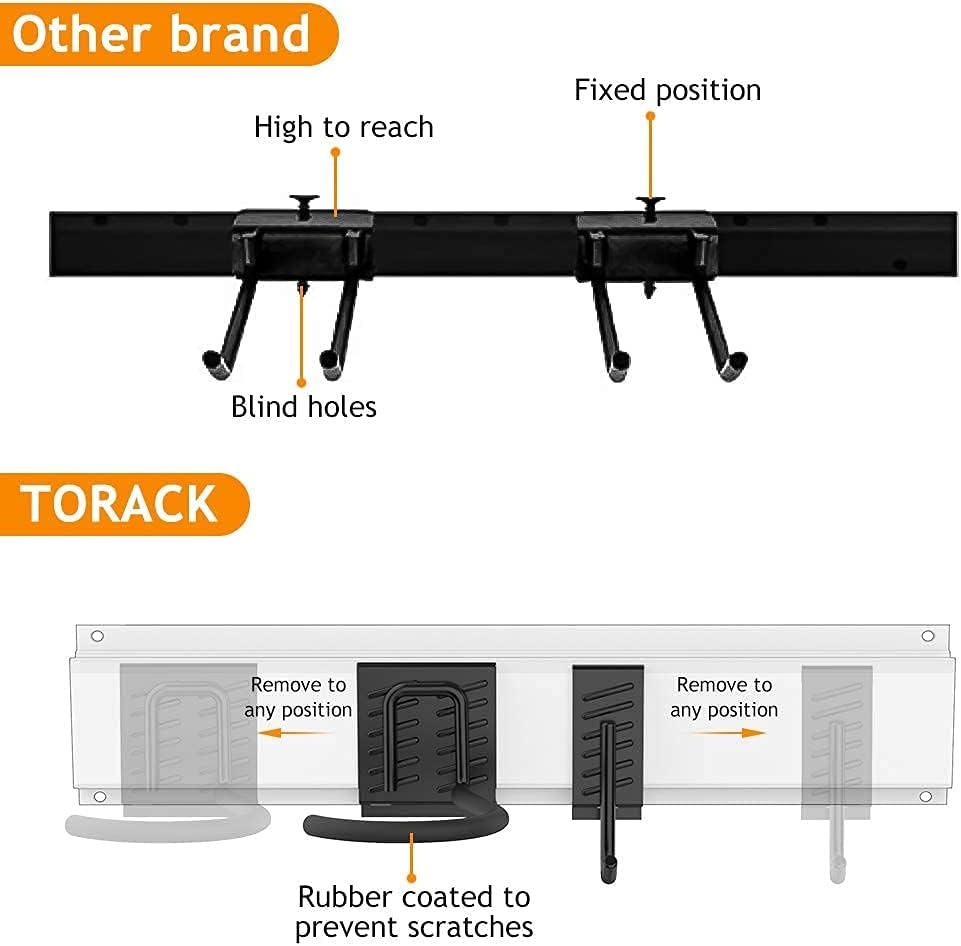 TORACK Bike Storage Rack, 6 Bike Racks & 5 Hooks for Garage, Wall Mount Vertical Bicycles Hanger for Home Space Saving, up to 600lbs, 64-inch