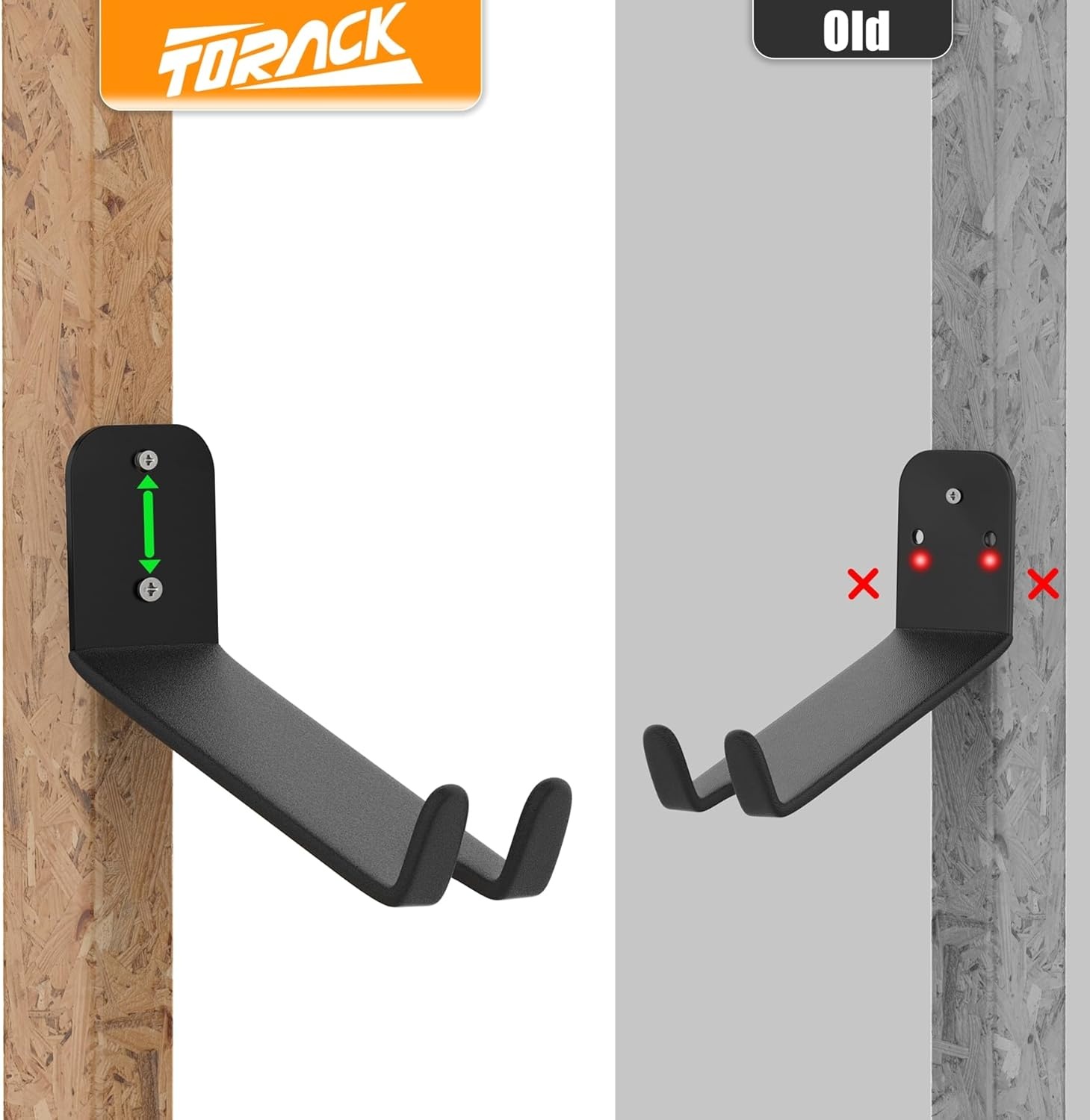 TORACK Wall-mounted Bike Pedal Hanger, Heavy Duty Garage Wall Horizontal Bike Rack, Bike Display Stand for Wall, Holds Up to 70 lbs(Pack of 2)(2 Pack)