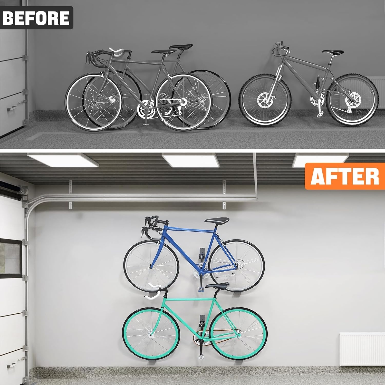 TORACK Wall-mounted Bike Pedal Hanger, Heavy Duty Garage Wall Horizontal Bike Rack, Bike Display Stand for Wall, Holds Up to 70 lbs(Pack of 2)(2 Pack)