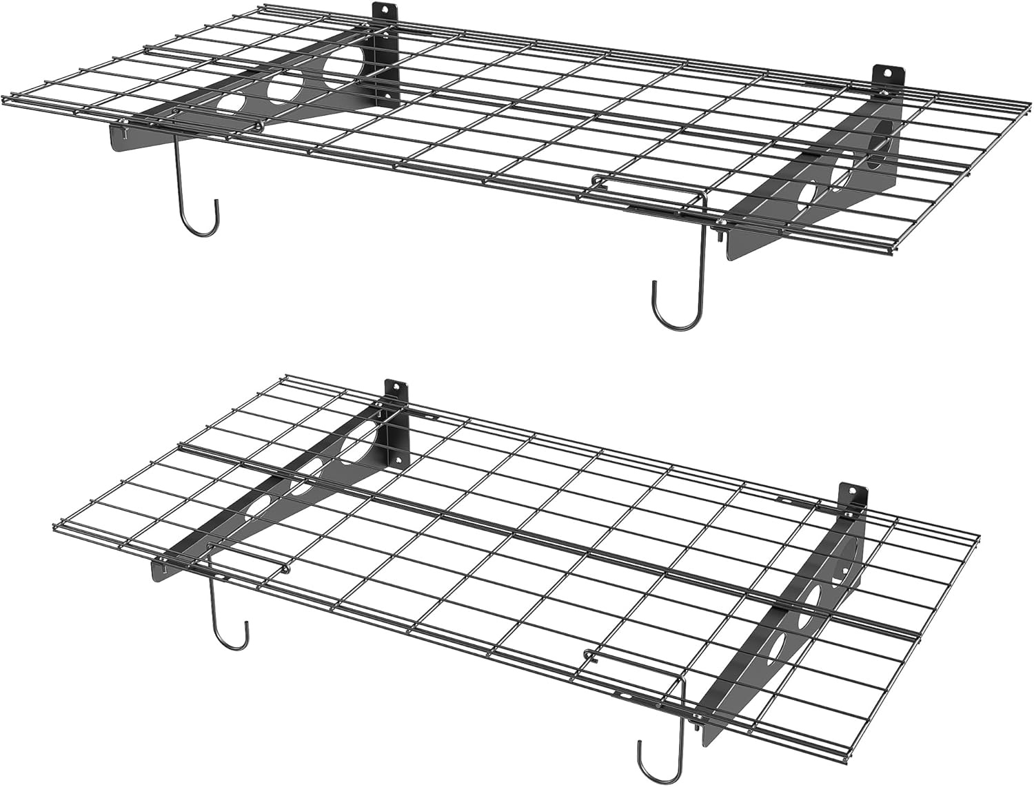 TORACK Garage 24×48 in/2×4 ft Wall Shelves, Heavy Duty Wall Mounted Wire Shelves for Garage Floating Shelf for Wall(Black, Pack of 2)(Black)