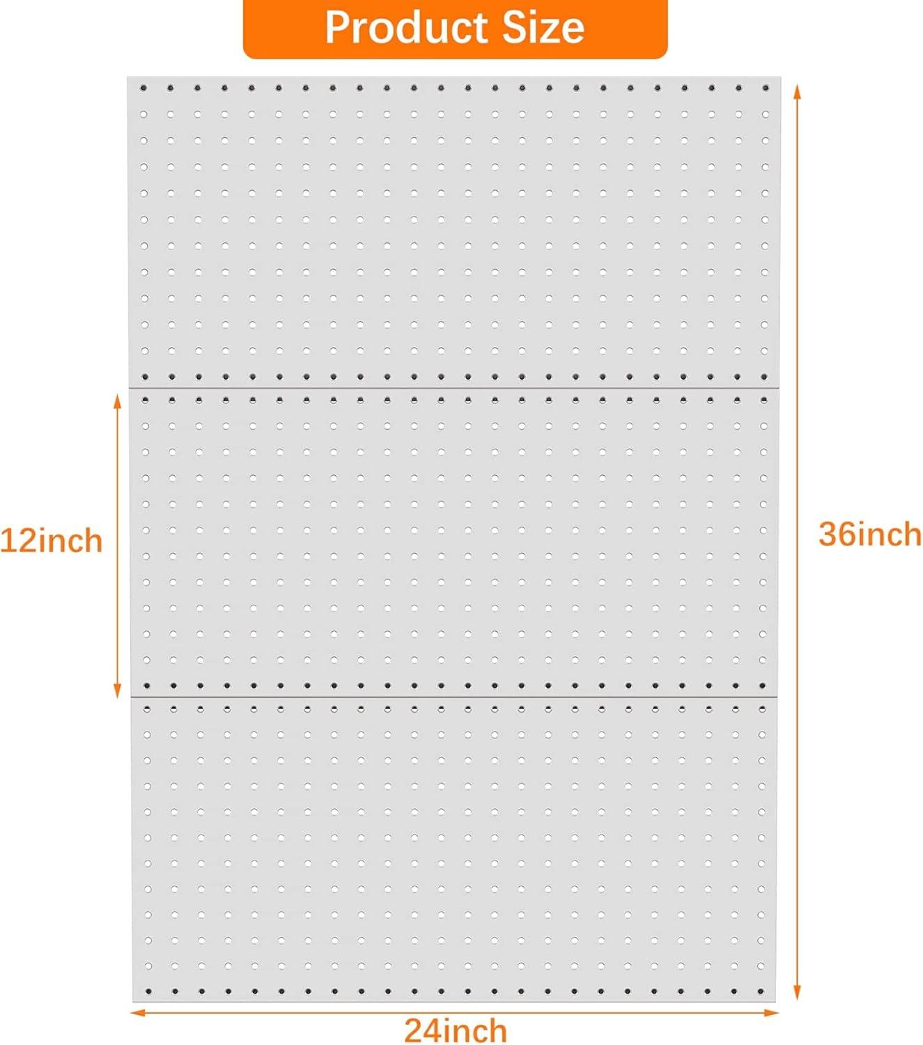 TORACK 3 PCS Metal Pegboard Panels for Wall Garage Utility Tools Storage Pegboard for Workbench, Shop, Modular Peg Board Tool Organizer Boards(Pack of 3, Black)(Gray)