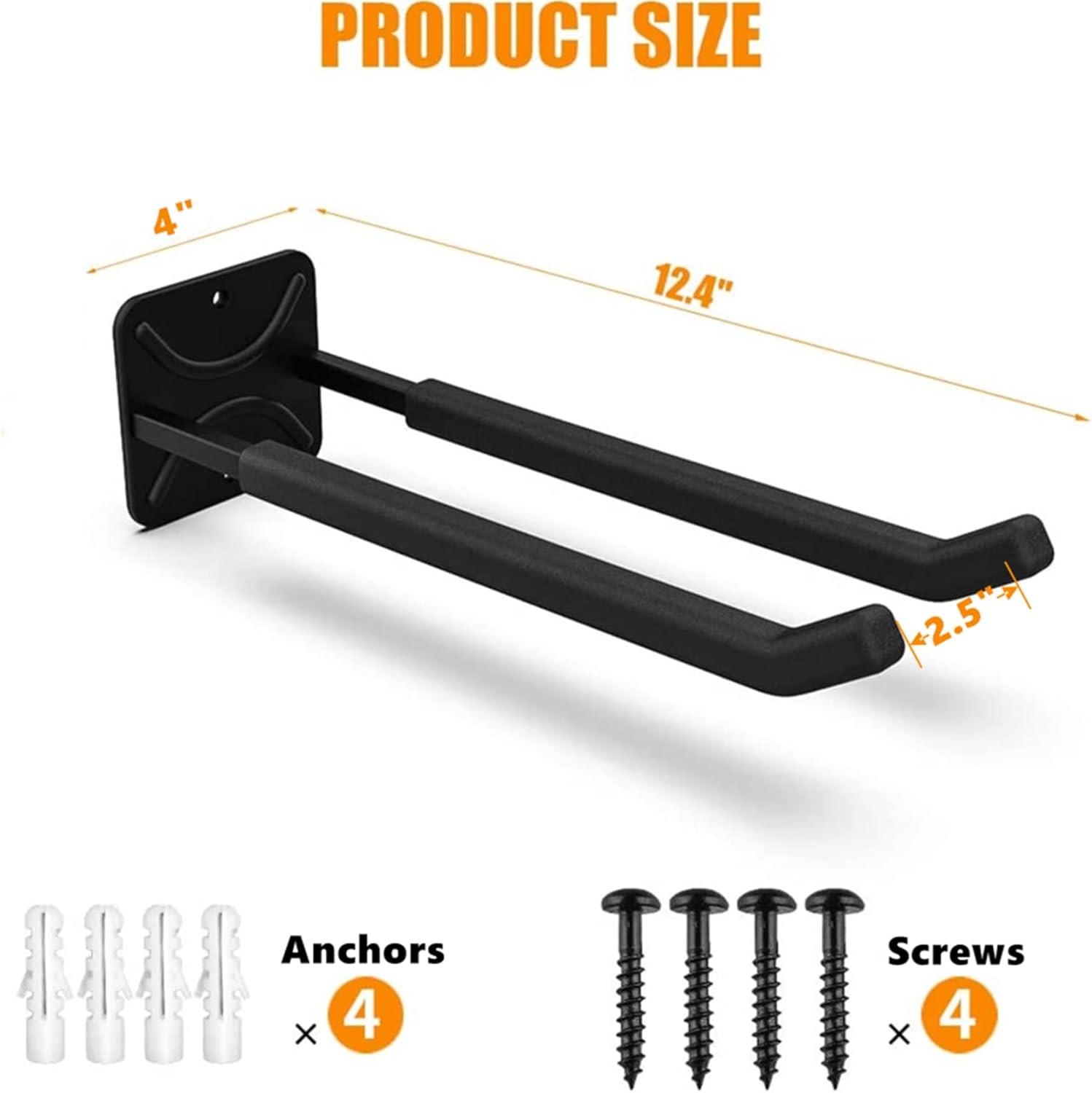 TORACK Garage Hooks Heavy Duty Tool Organizer, Wall Mount Hanger Rack Garage Storage Utility Hooks for Car Tires, Ladders, Chairs, Strollers, Power Tools, Garden Tools (2 Pack, 12.4″ Hook)(2-Pack 12.4″ Heavy Hooks)