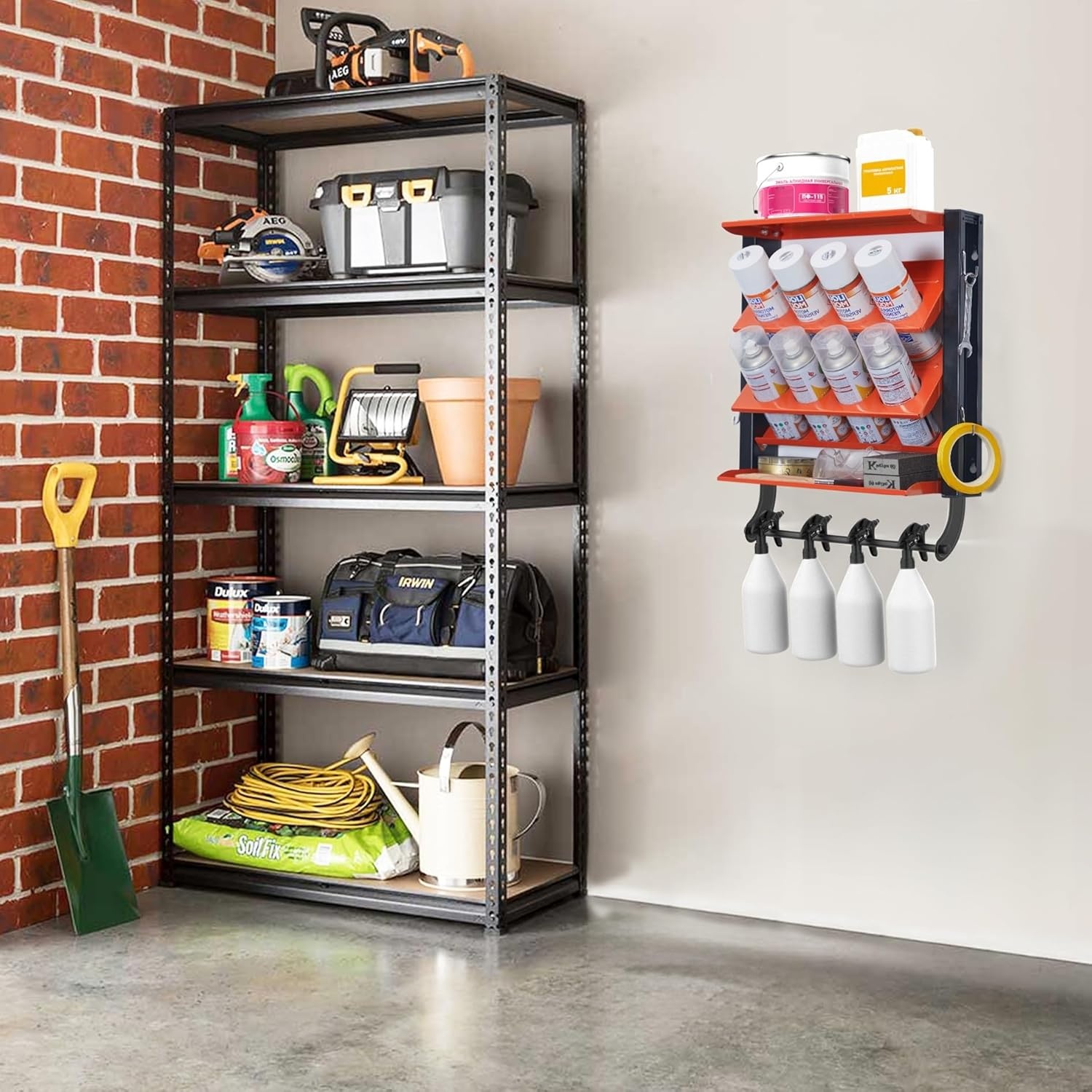 TORACK Spray Paint Can Holder Wall Mount, Heavy Duty Metal Spray Can Holder for Garage, Paint Can Storage Rack for Shop, Holds Up to 100 lbs(Holds 8 cans)