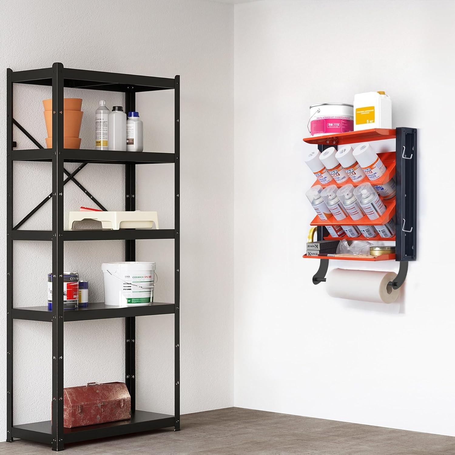 TORACK Spray Paint Can Holder Wall Mount, Heavy Duty Metal Spray Can Holder for Garage, Paint Can Storage Rack for Shop, Holds Up to 100 lbs(Holds 8 cans)