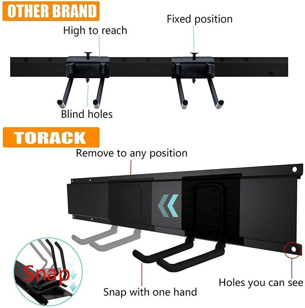 TORACK Garage Storage Organizer Systems, Wall Mount Overhead shelving, 48 inch Heavy Duty Steel Tool Racks, 6-Pack 12 Double Hooks, 48 inch by 7 inch Floating Shelves, up to 1200Ibs(Metal Rack)