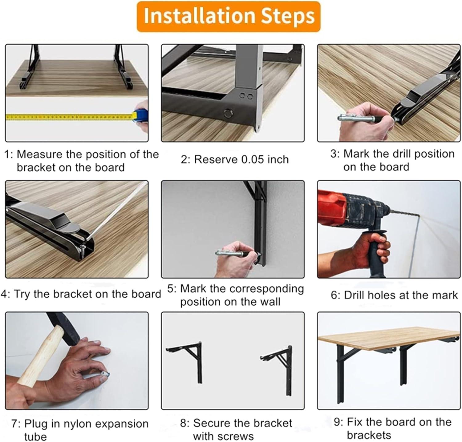 TORACK 24″ Folding Shelf Brackets Heavy Duty Shelf Bracket Wall Mounted Triangle Hinges for Shelves Collapsible Table Brackets Workbench Supports for Garage(1 Pair)(24 Inch)