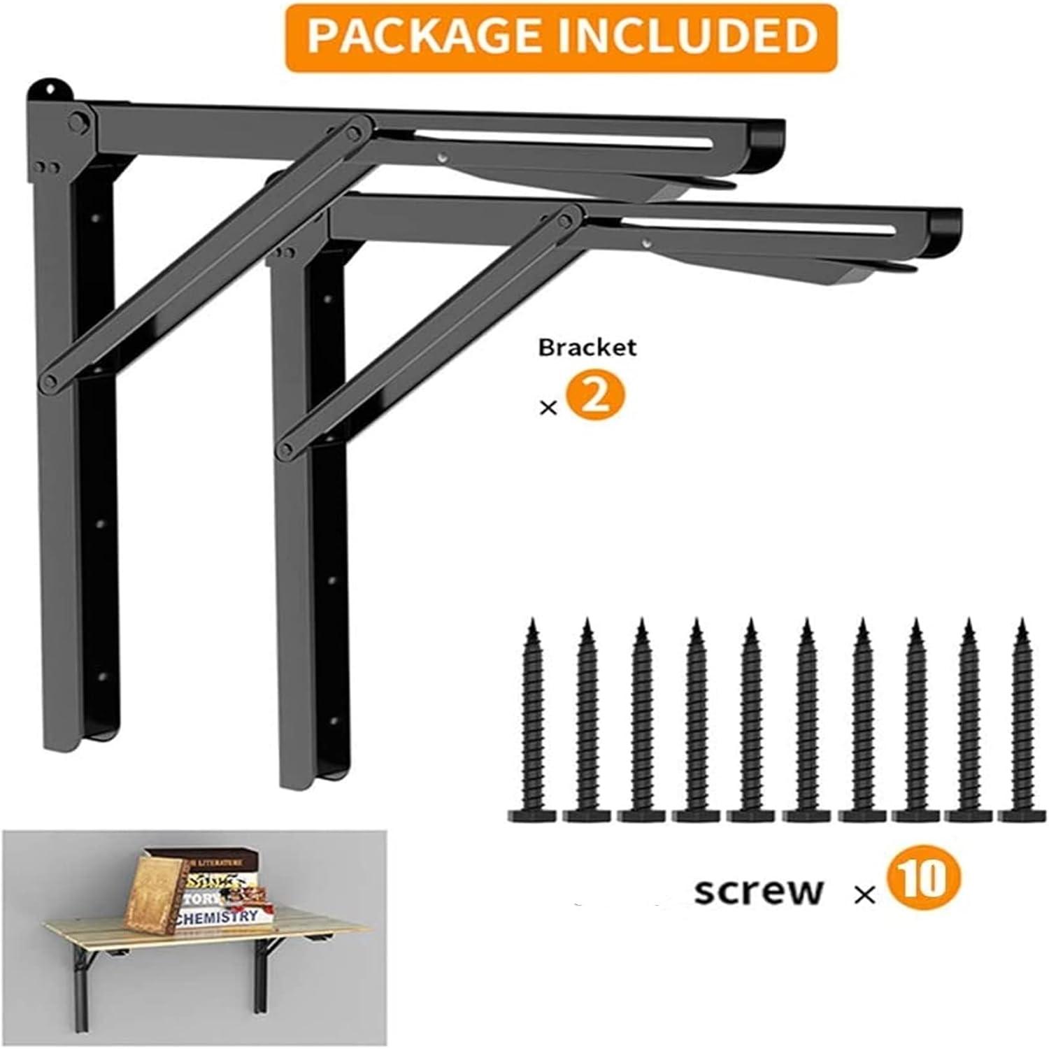 TORACK 24″ Folding Shelf Brackets Heavy Duty Shelf Bracket Wall Mounted Triangle Hinges for Shelves Collapsible Table Brackets Workbench Supports for Garage(1 Pair)(24 Inch)