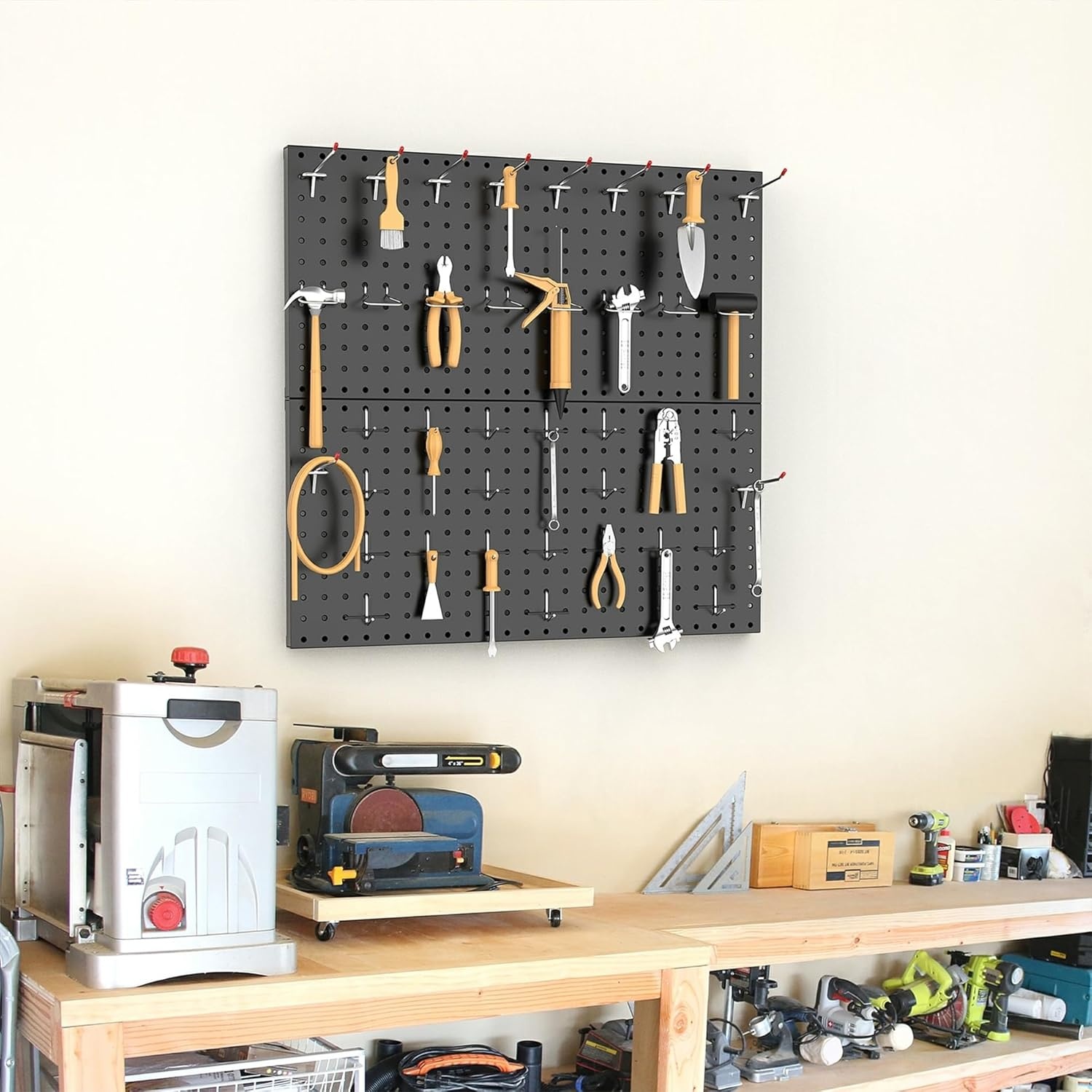 TORACK 2-Pack 12×24 inch Metal Pegboard Panels for Garage Wall, Tool Organizer Pegboard for Workbench, Workshop, Tool Storage Peg Board for Pegs(Black)(12×24 in)