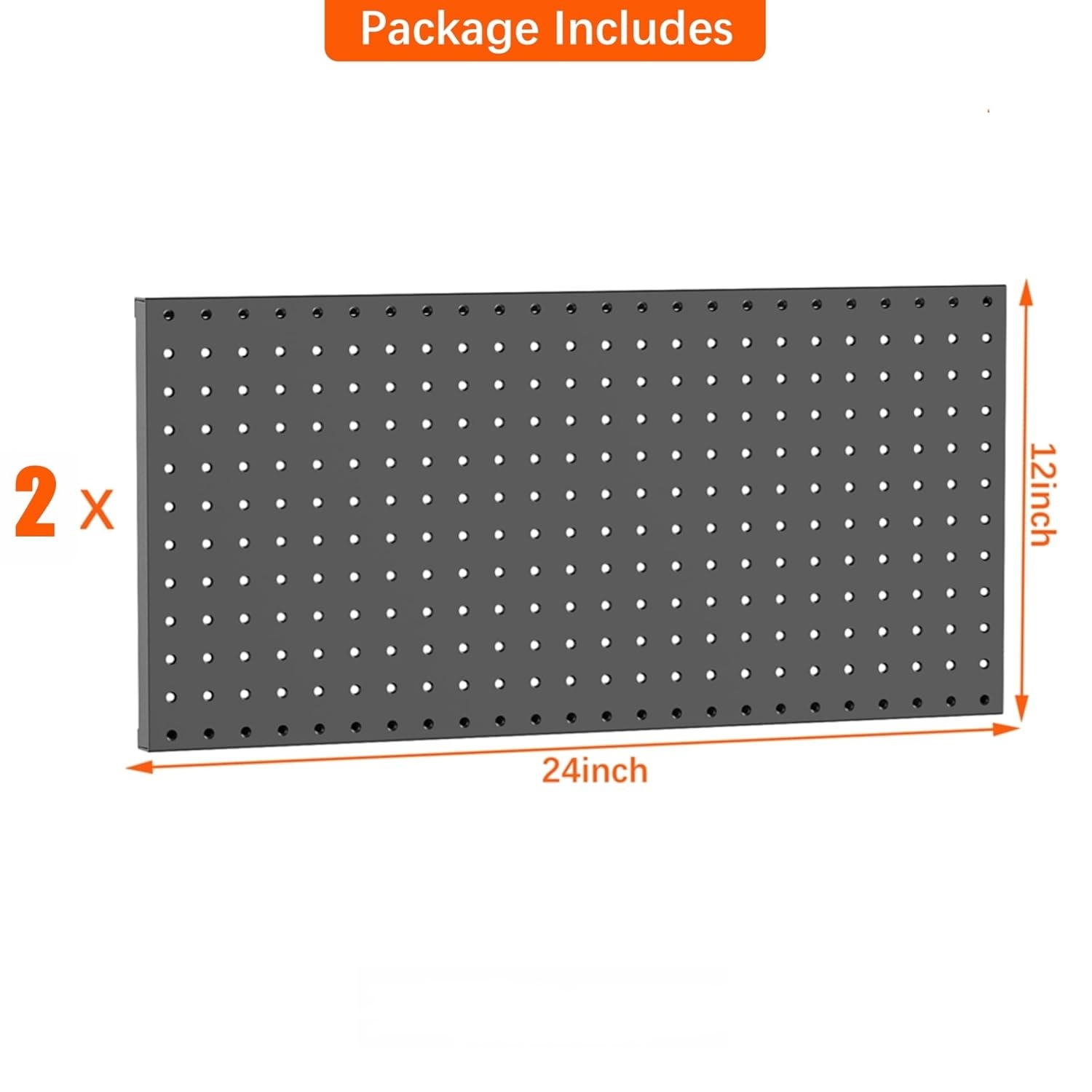 TORACK 2-Pack 12×24 inch Metal Pegboard Panels for Garage Wall, Tool Organizer Pegboard for Workbench, Workshop, Tool Storage Peg Board for Pegs(Black)(12×24 in)