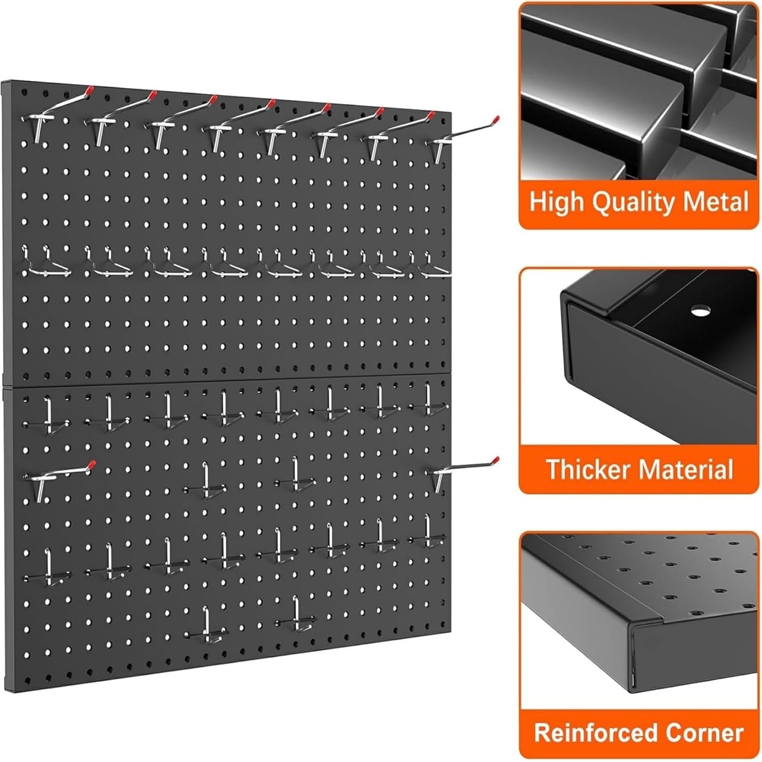 TORACK 2-Pack 12×24 inch Metal Pegboard Panels for Garage Wall, Tool Organizer Pegboard for Workbench, Workshop, Tool Storage Peg Board for Pegs(Black)(12×24 in)