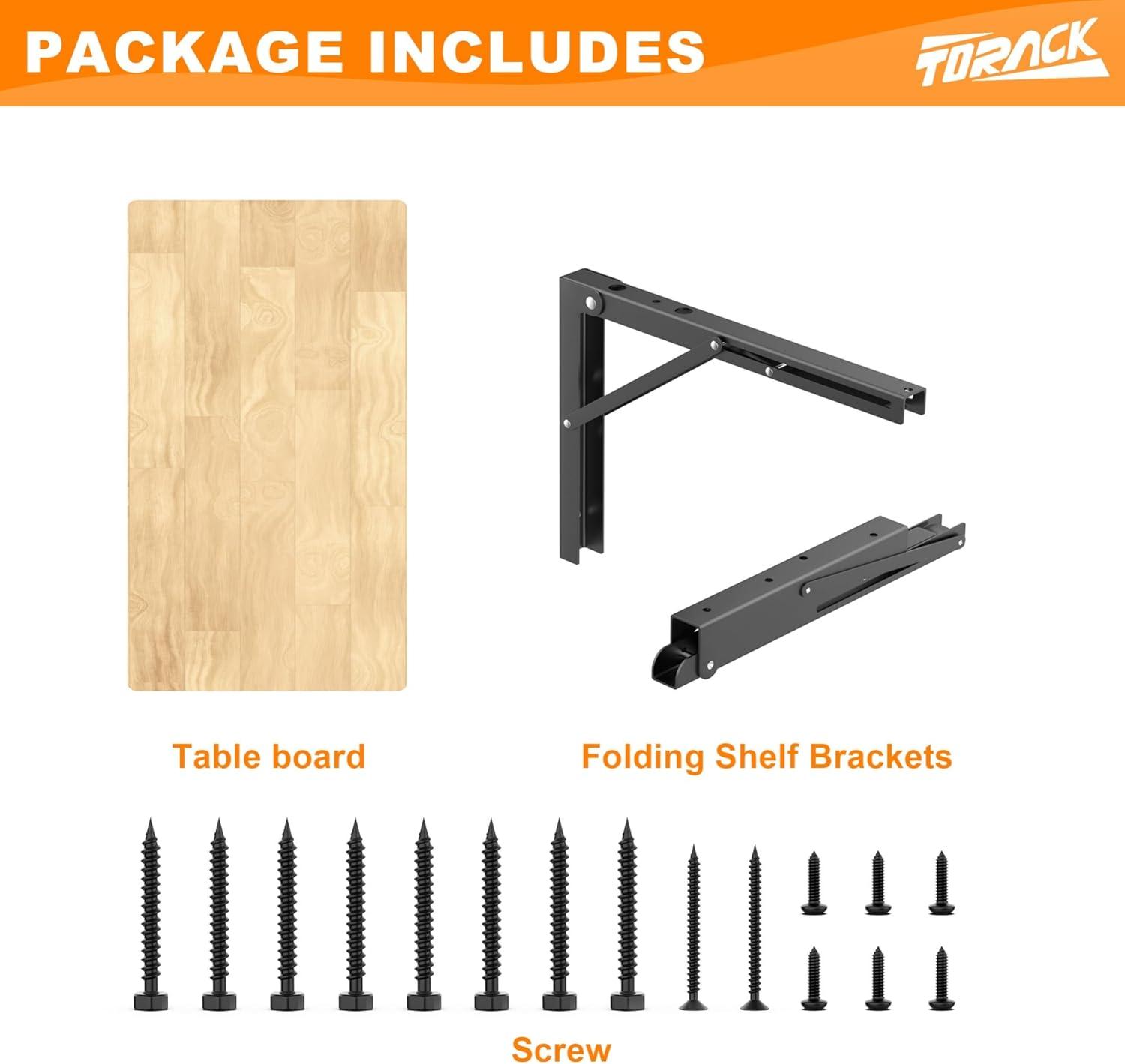 TORACK Heavy Duty Wall Mounted Folding Workbench, Space-Saving Collapsible Wall Table/Desk for Garage Workshop, Holds Up to 550 lbs(Board Size: 47.25 x 22.75 in)(31.5×15.75 Inch)