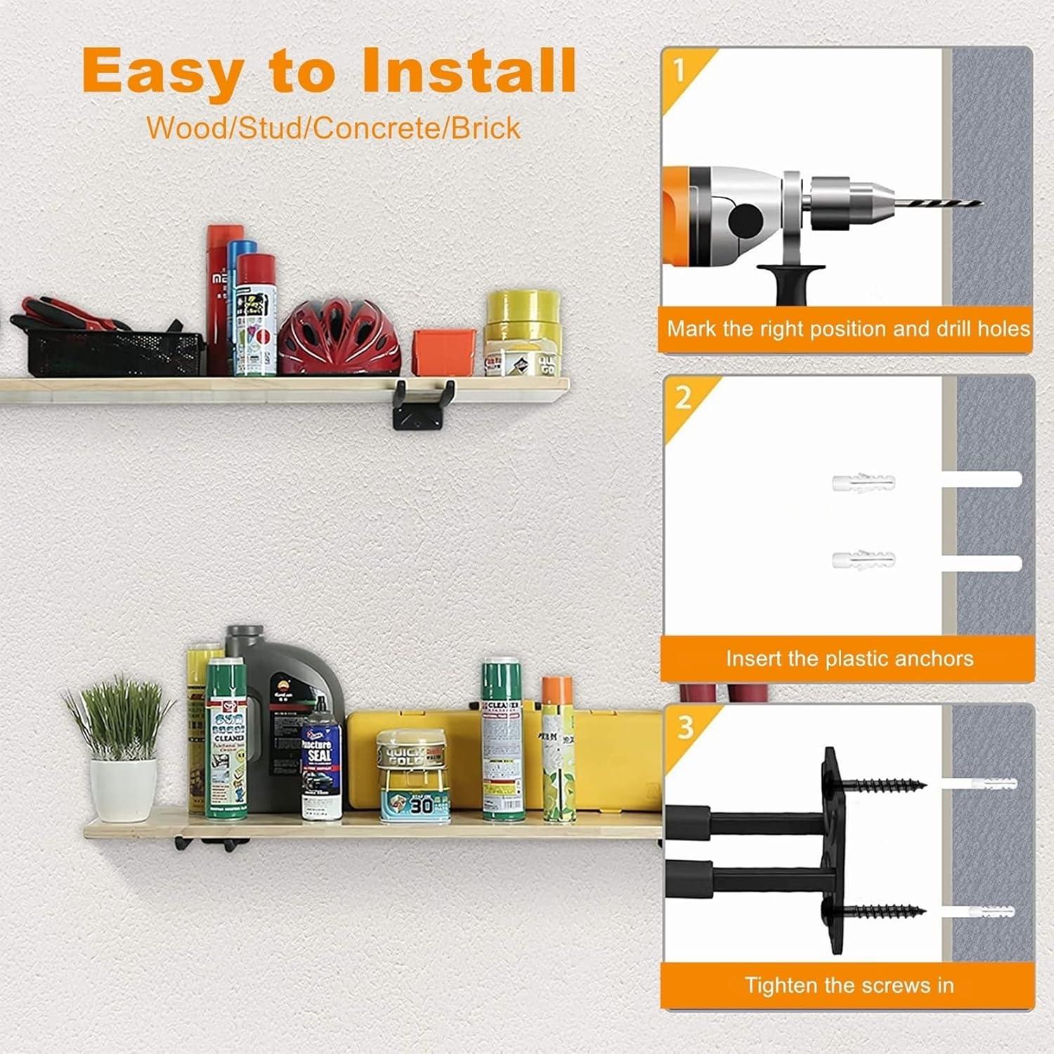 TORACK Garage Hooks Tool Organizer, 4 Pack Heavy Duty Steel 12″ Wave Hooks, Wall Mount Garage Storage Utility Hook for Car Tires, Ladder, Chairs, Power Tools, Garden Tools(4-Pack 12.4″ Heavy Hooks)