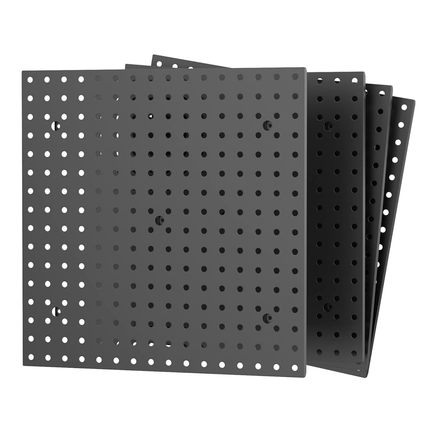 TORACK 2-Pack 12×24 inch Metal Pegboard Panels for Garage Wall, Tool Storage Pegboard for Workbench, Workshop, Tools Organizer Peg Board for Pegs(Grey)(16×16 in)