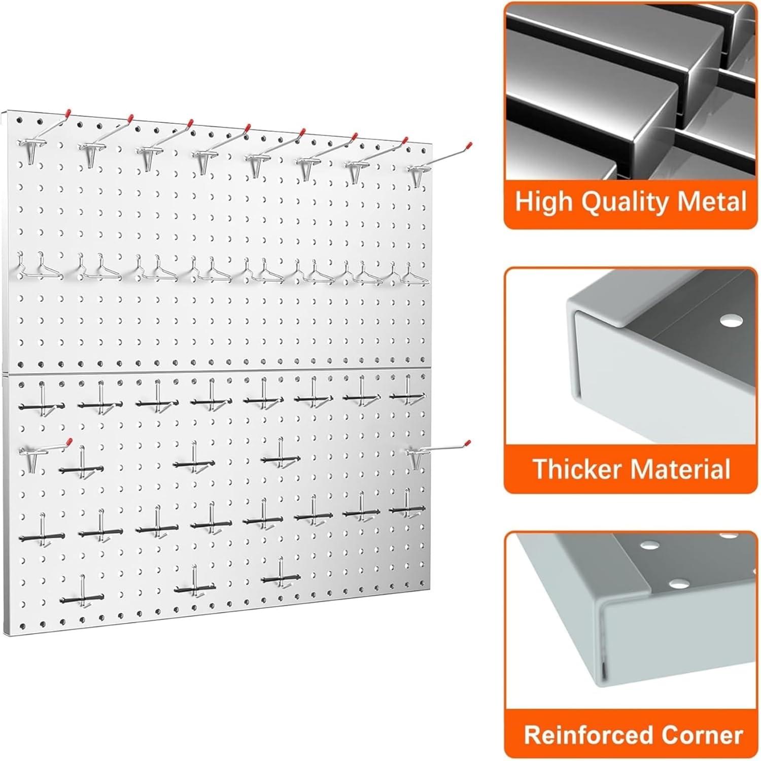 TORACK 2-Pack 12×24 inch Metal Pegboard Panels for Garage Wall, Tool Storage Pegboard for Workbench, Workshop, Tools Organizer Peg Board for Pegs(Grey)(12×24 in)