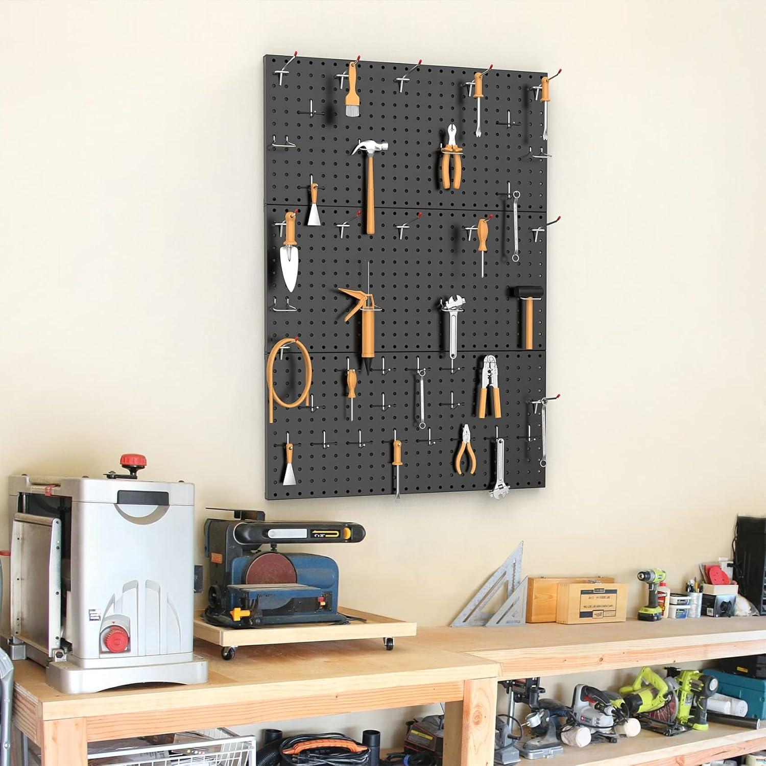 TORACK 2-Pack 12×24 inch Metal Pegboard Panels for Garage Wall, Tool Storage Pegboard for Workbench, Workshop, Tools Organizer Peg Board for Pegs(Grey)(12×24 in)