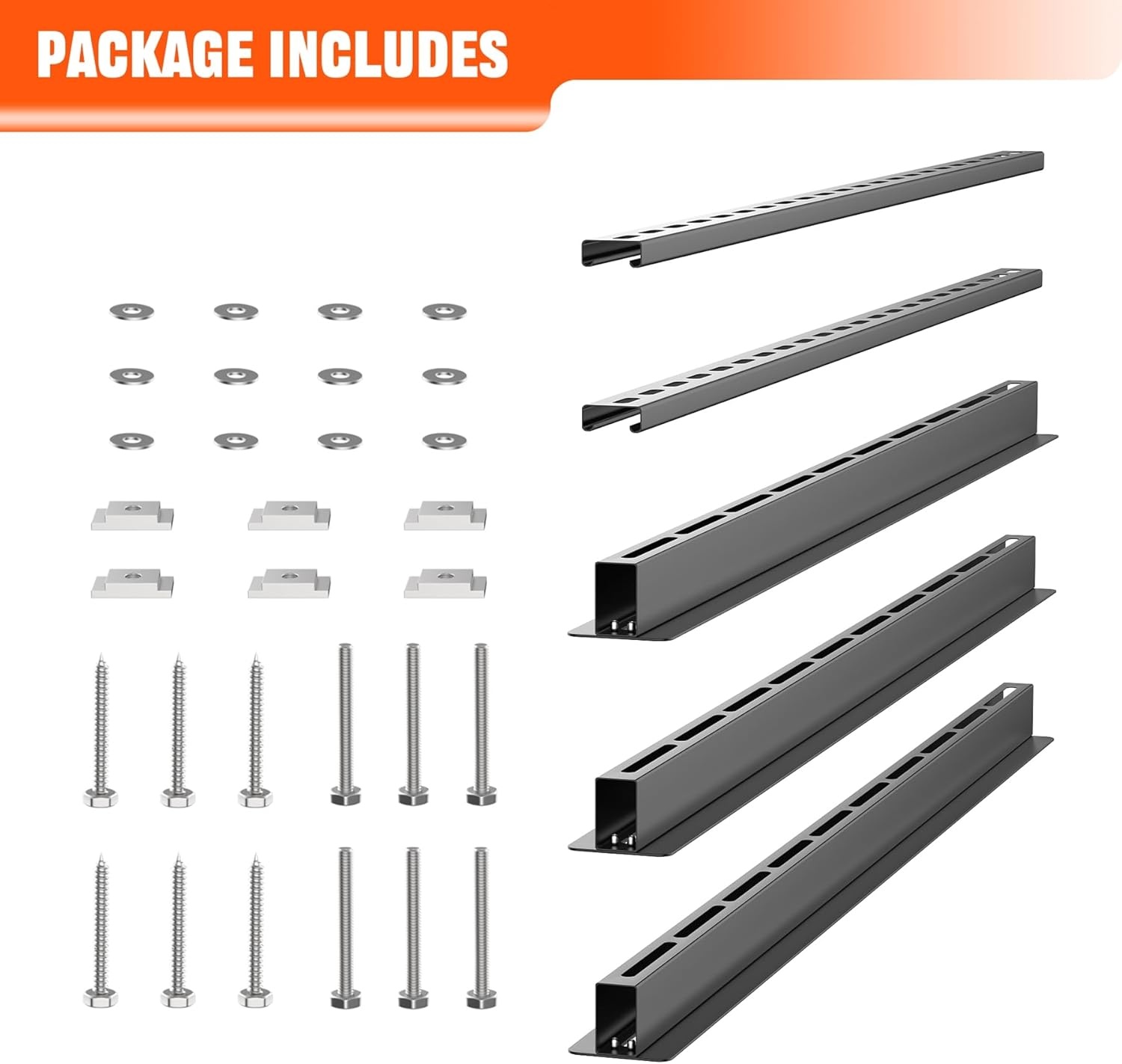 TORACK Garage Ceiling Bin Storage Rack, Overhead Tote Storage Rail System Heavy Duty Adjustable Tote Slide Rails Garage Bins Storage System(Black, Bins are not included)(Black)
