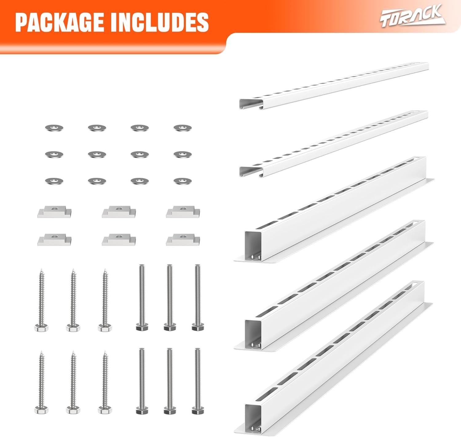 TORACK Garage Ceiling Bin Storage Rack, Overhead Tote Storage Rail System Heavy Duty Adjustable Tote Slide Rails Garage Bins Storage System(Black, Bins are not included)(White)