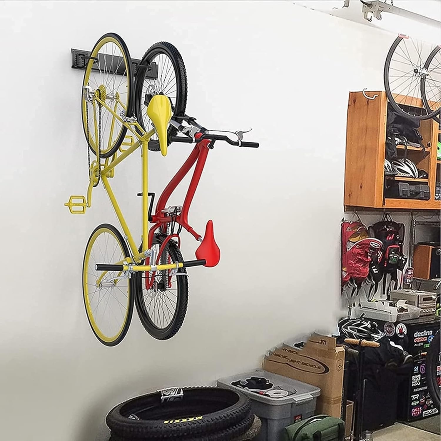 TORACK Bike Storage Rack, 2 Bike Hooks for Garage, Wall Mount Garage Organizer and Storage System, Vertical Bicycle Hanger, Up to 100lbs