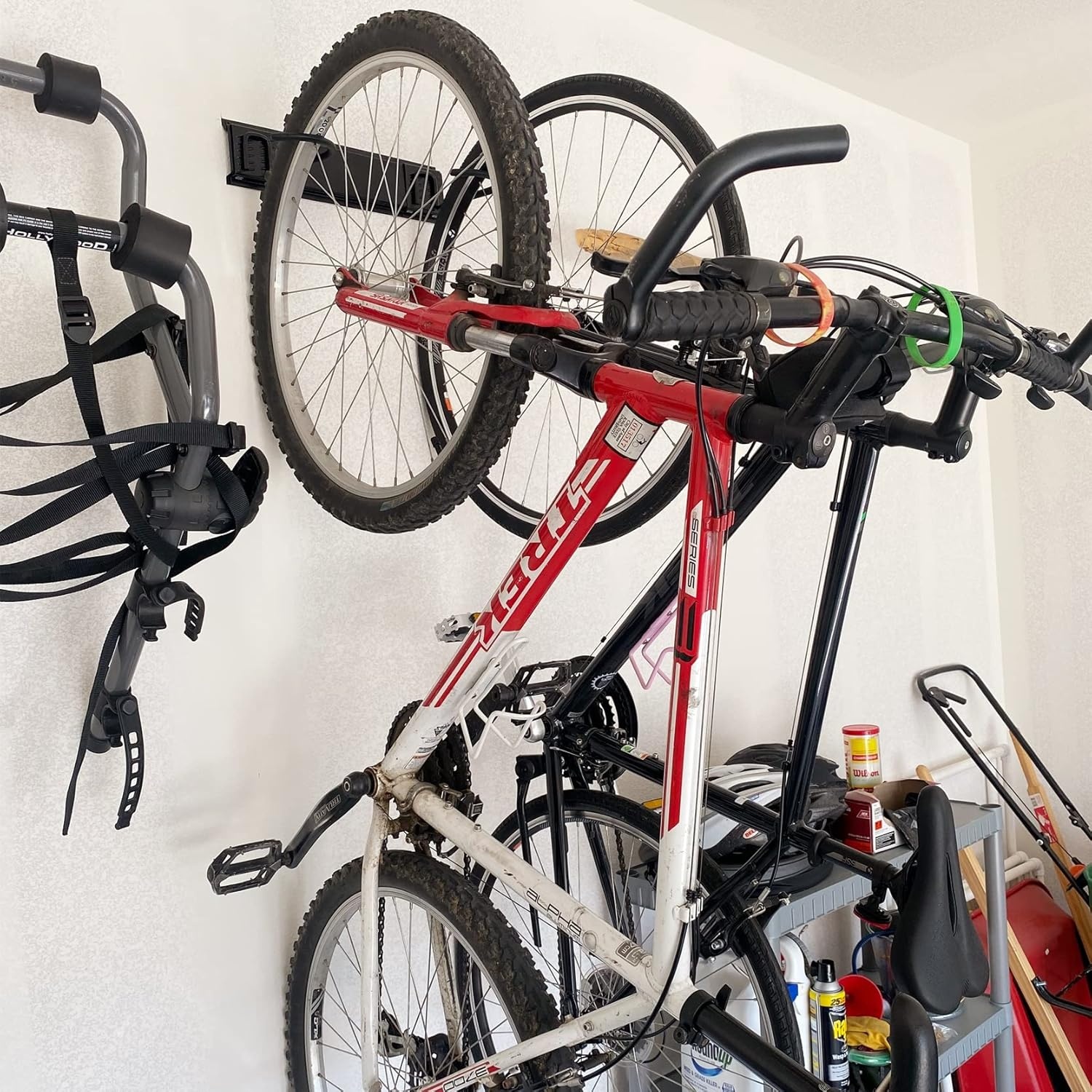 TORACK Bike Storage Rack, 2 Bike Hooks for Garage, Wall Mount Garage Organizer and Storage System, Vertical Bicycle Hanger, Up to 100lbs