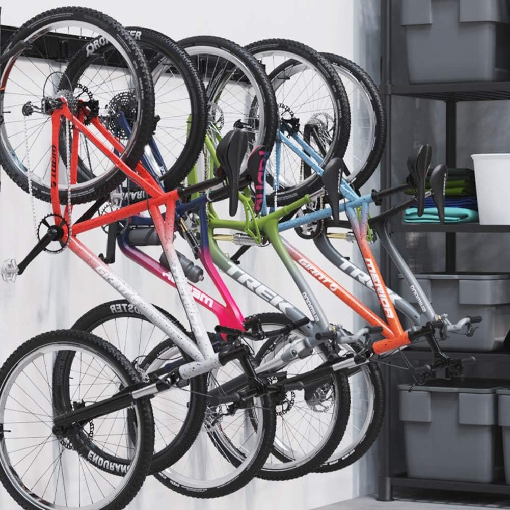 TORACK Bike Storage Rack Wall Mount Garage Bike Hanger for 5 Bicycles Adjustable Bike Hooks for Home indoor Holds Up to 300lbs