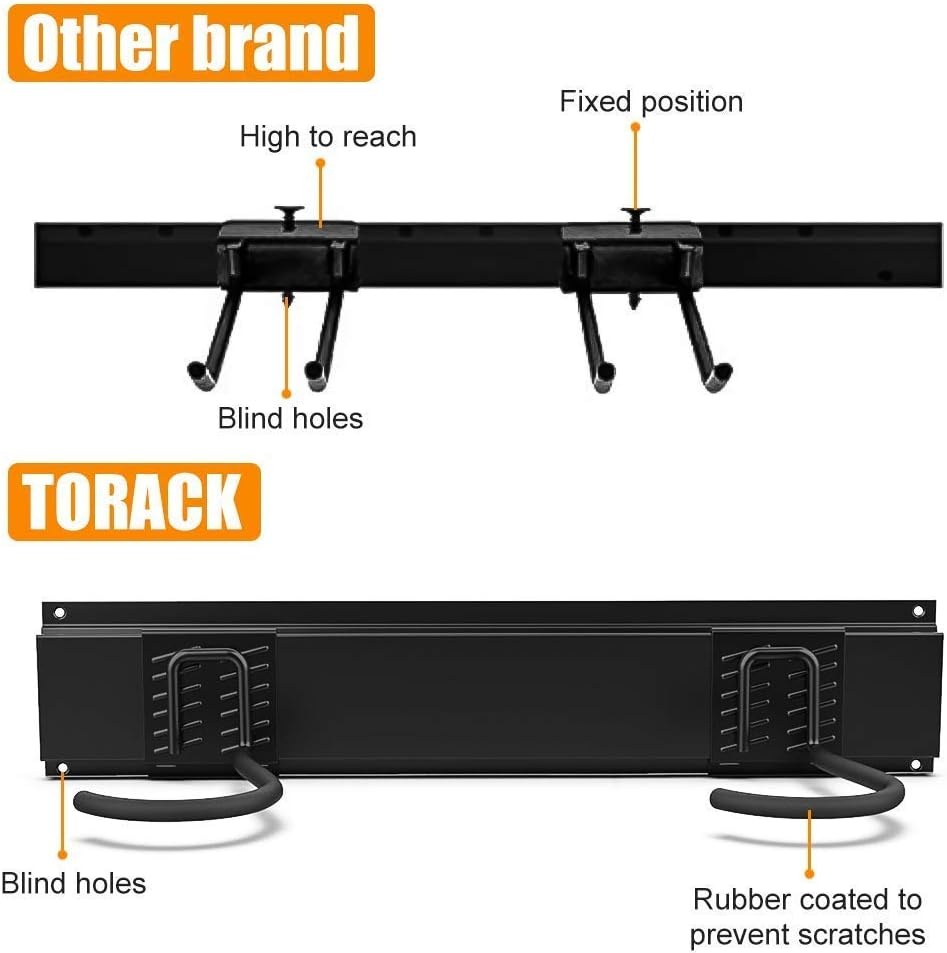 TORACK Bike Storage Rack Wall Mount Garage Bike Hanger for 5 Bicycles Adjustable Bike Hooks for Home indoor Holds Up to 300lbs